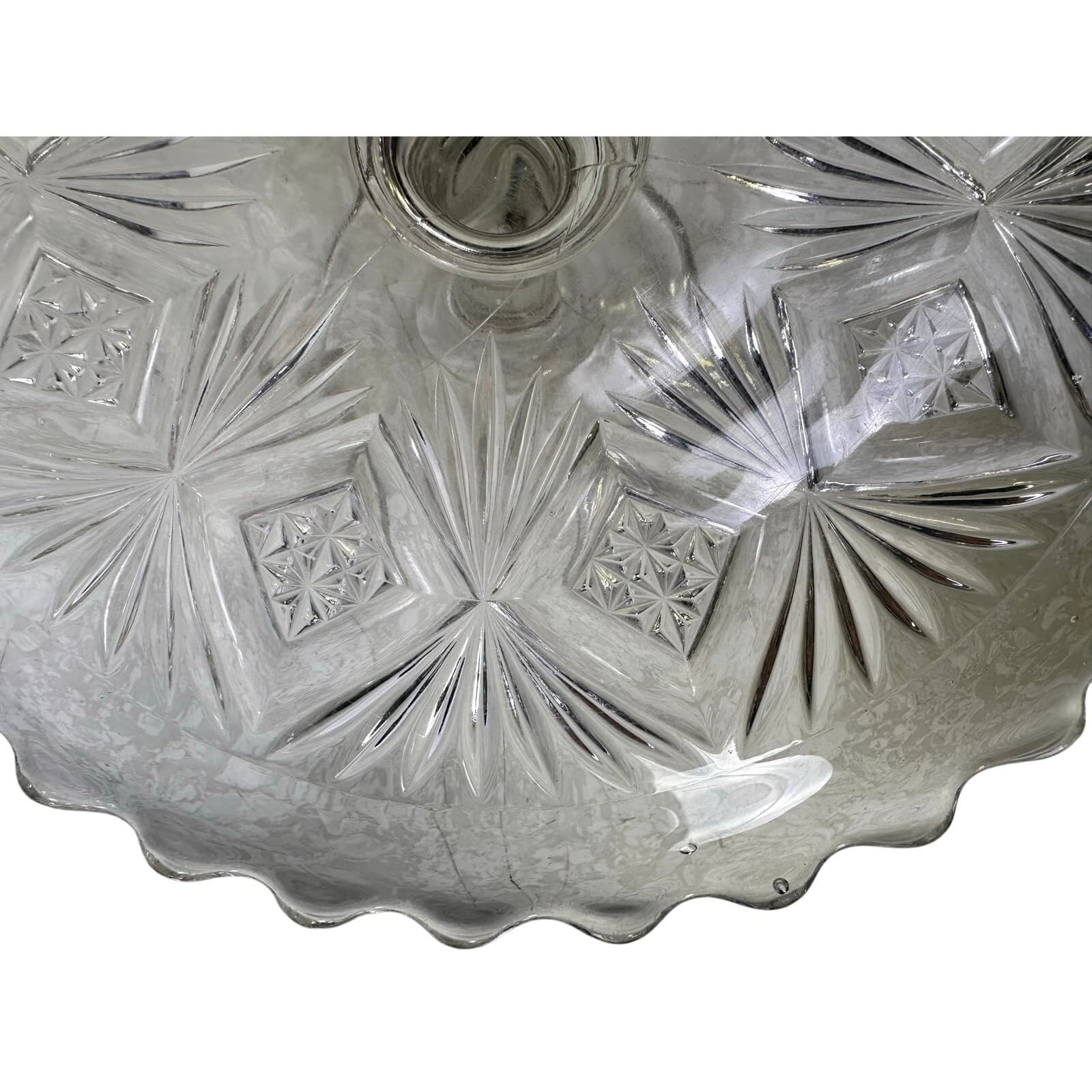 EAPG Diamond and Sheaf Scalloped Edge Late 19th Century 12.25" Cake Stand - Thumbnail 4
