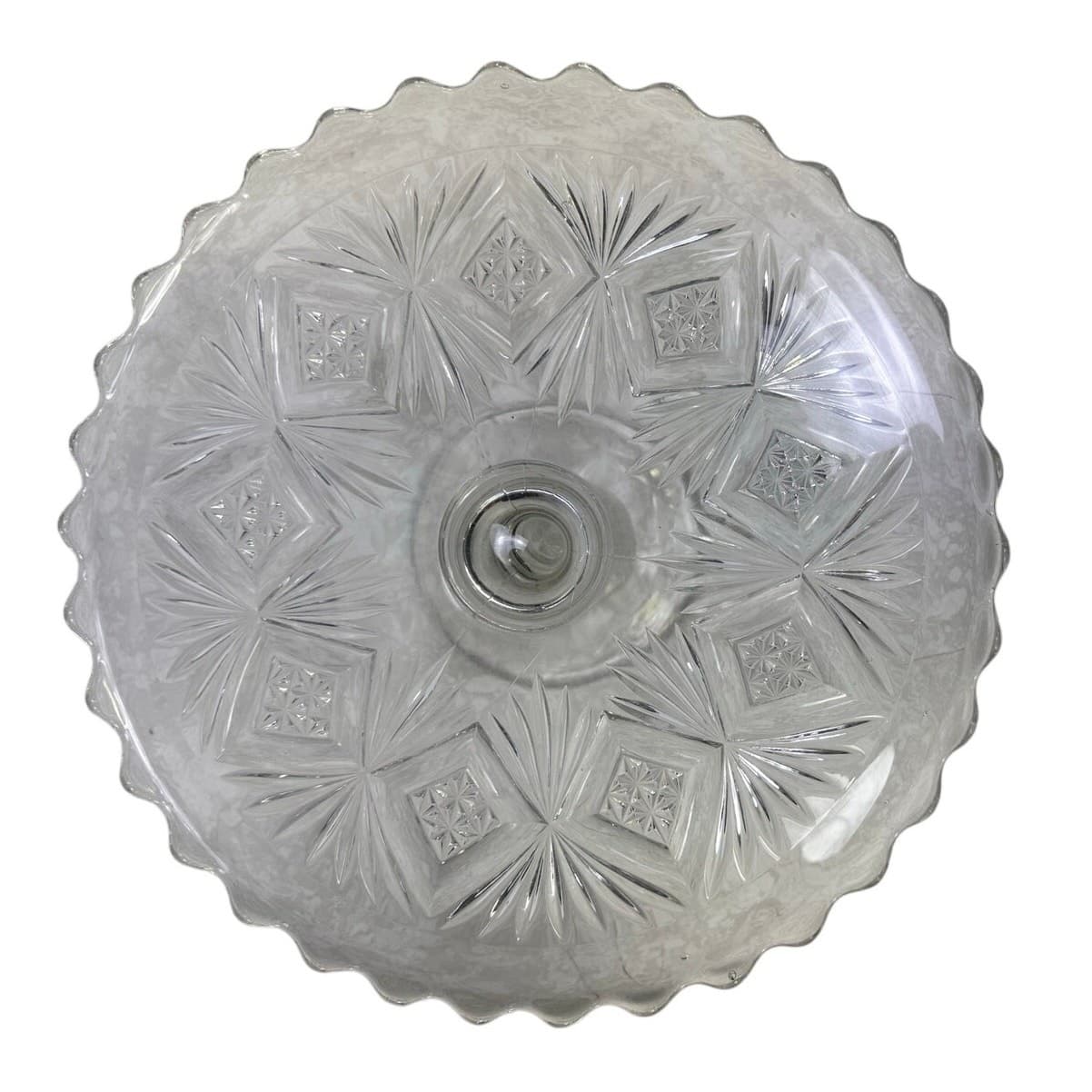 EAPG Diamond and Sheaf Scalloped Edge Late 19th Century 12.25" Cake Stand - Thumbnail 3