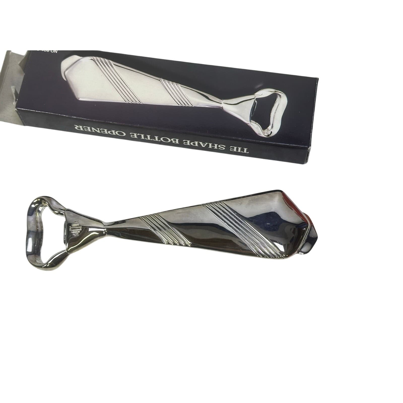 Silverplate Vintage 1970's Necktie 6.5" Retro Barware Bottle Opener - Thumbnail 2