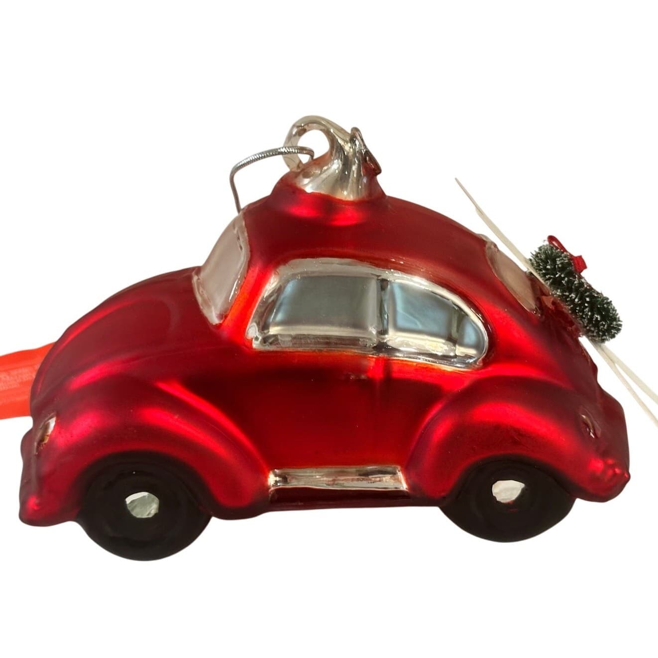 Dept 56 Handblown Mercury Glass Jumbo Christmas 'VW Beetle Wreath' Ornament-NWT - Thumbnail 3
