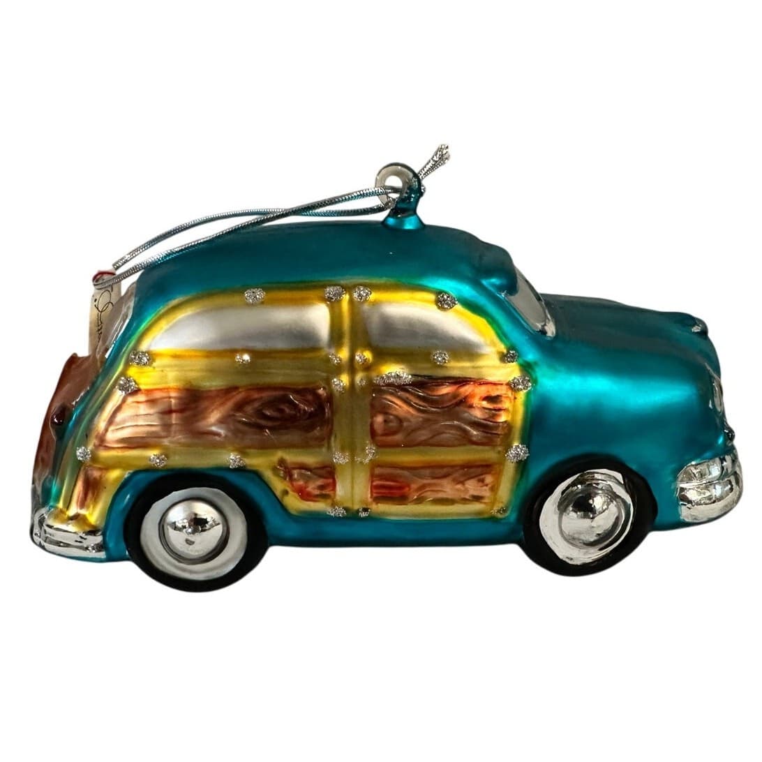 Dept 56 Handblown Mercury Glass Jumbo Christmas Woody Station Wagon Ornament-NWT - Thumbnail 3