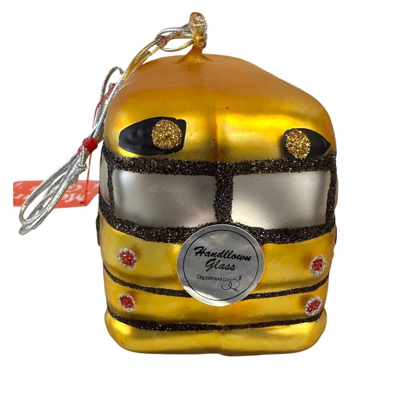 Department 56 Handblown Mercury Glass Jumbo Christmas 'School Bus' Ornament-NWT - Thumbnail 4