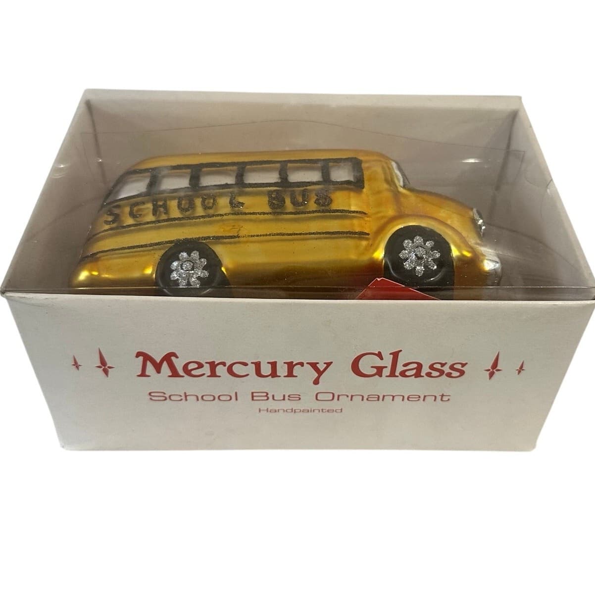 Department 56 Handblown Mercury Glass Jumbo Christmas 'School Bus' Ornament-NWT - Thumbnail 6