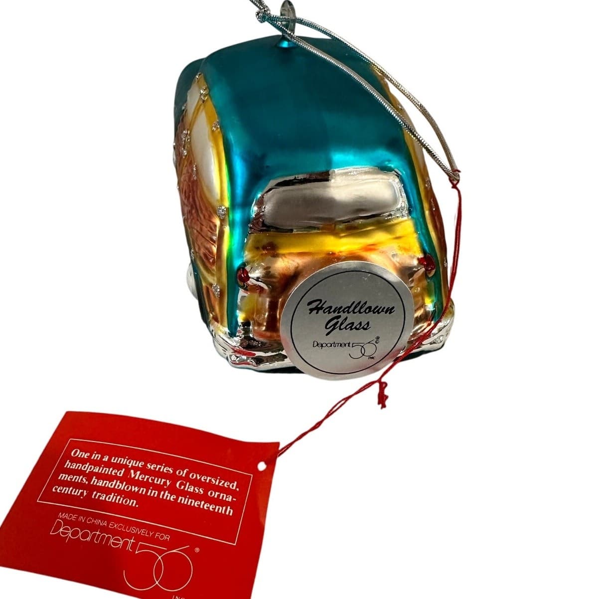 Dept 56 Handblown Mercury Glass Jumbo Christmas Woody Station Wagon Ornament-NWT - Thumbnail 4