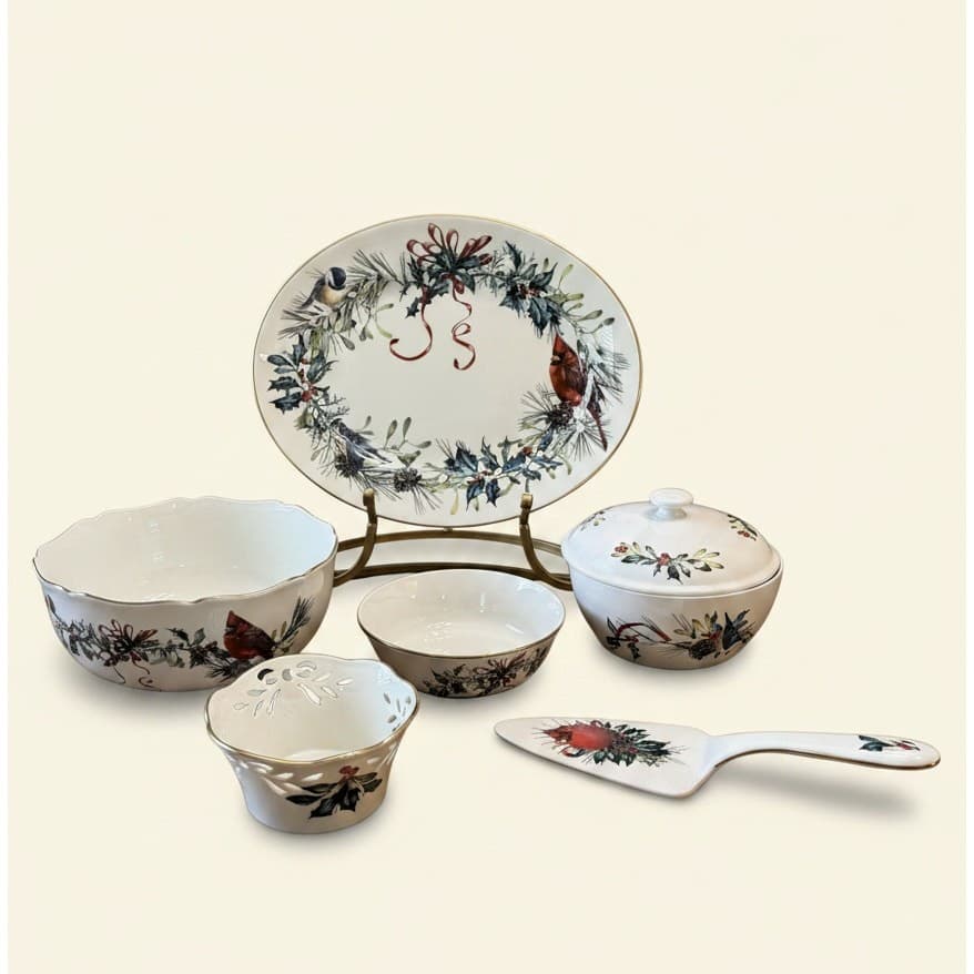 Lenox Holiday Winter Greetings 70 Pc Dinnerware Service for 8 w/Serving Pieces - Thumbnail 2