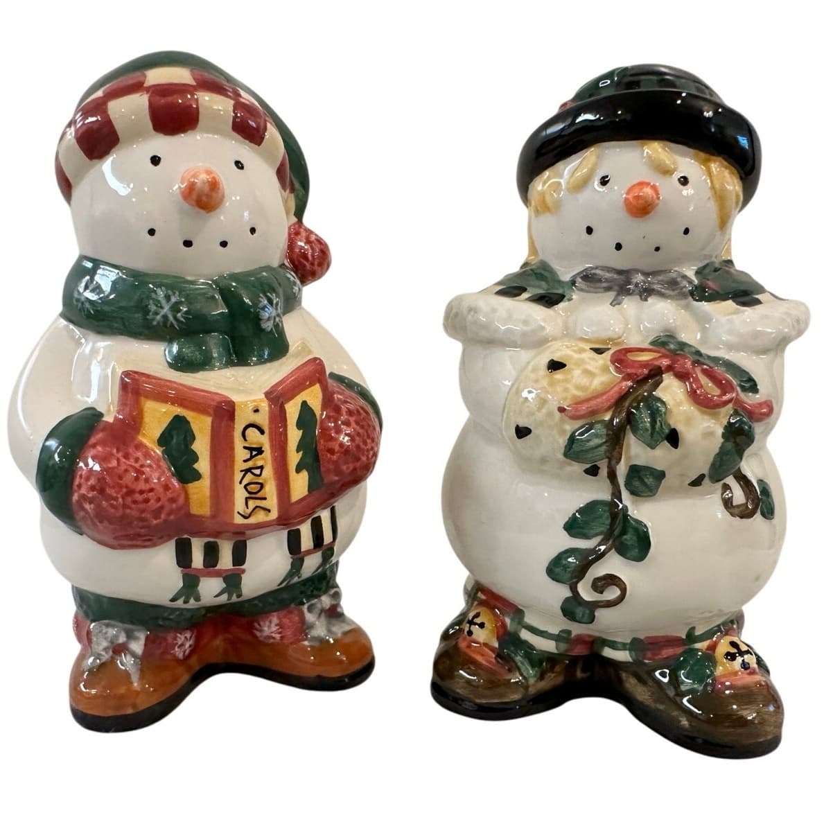 Sakura Debbie Mumm 'Winter Follies' Snowmen Vintage 90s Salt and Pepper Shakers