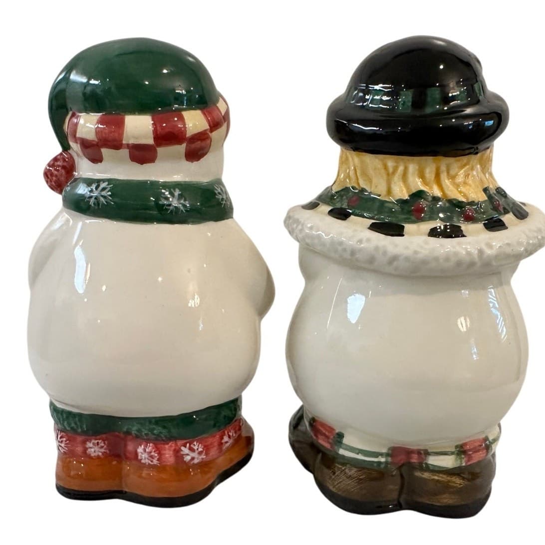 Sakura Debbie Mumm 'Winter Follies' Snowmen Vintage 90s Salt and Pepper Shakers - Thumbnail 3