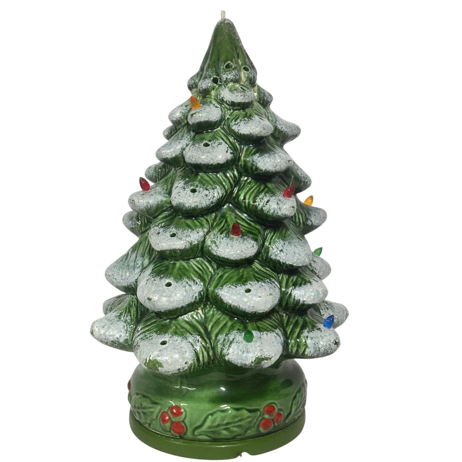 Ceramic 17.5" Lighted Christmas Tree on Stand CIL3 USA Vintage - Thumbnail 4
