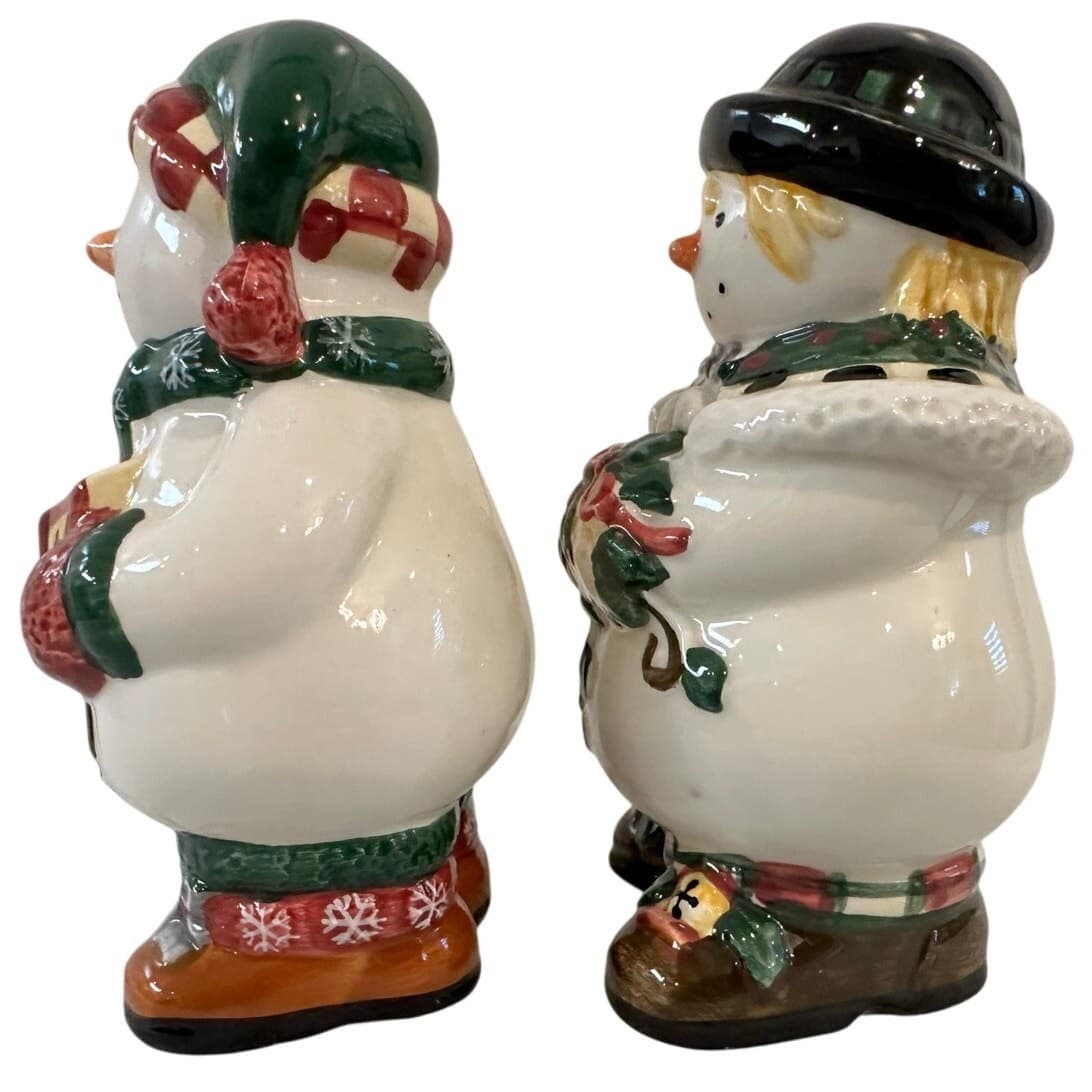 Sakura Debbie Mumm 'Winter Follies' Snowmen Vintage 90s Salt and Pepper Shakers - Thumbnail 2