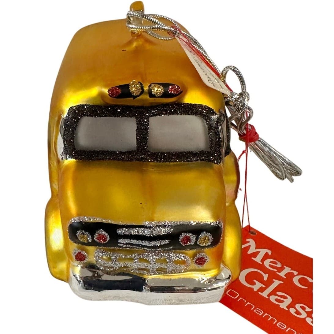 Department 56 Handblown Mercury Glass Jumbo Christmas 'School Bus' Ornament-NWT - Thumbnail 2