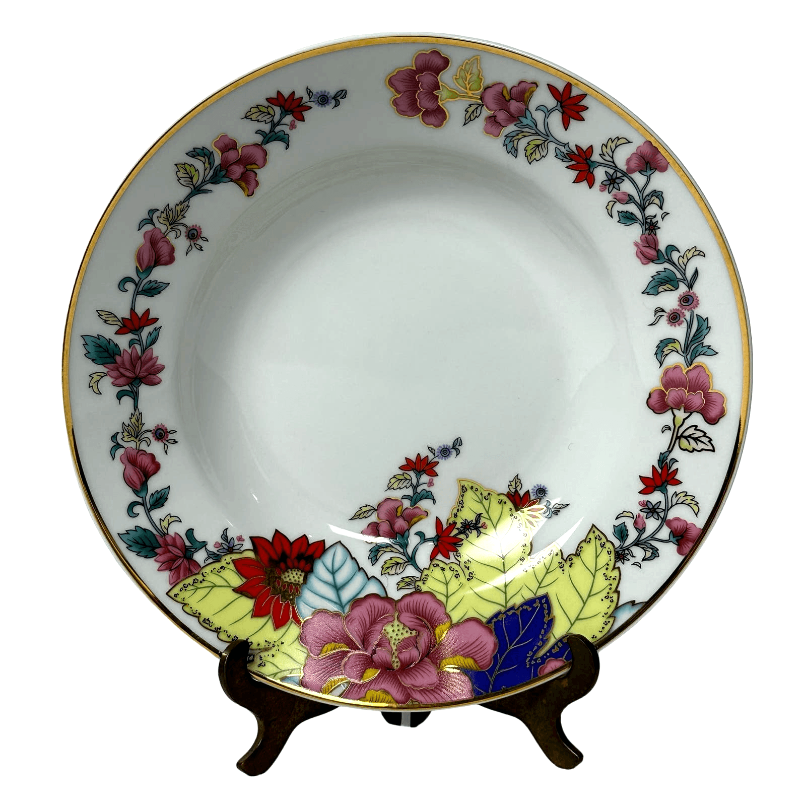 Vintage Imperial Tobacco Leaf China Floral Gold Trim Soup Bowl Retired-8"