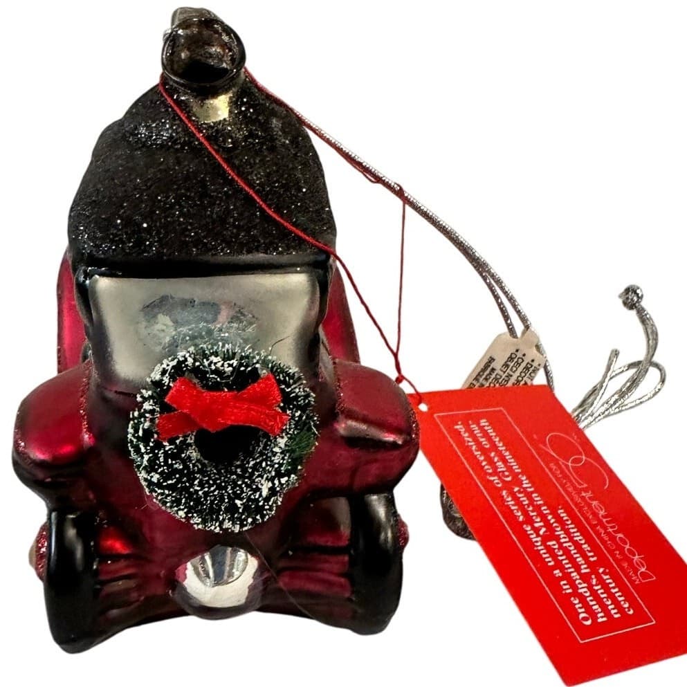 Dept 56 Handblown Mercury Glass Jumbo Christmas 'Old Fashion Auto' Ornament-NWT - Thumbnail 4