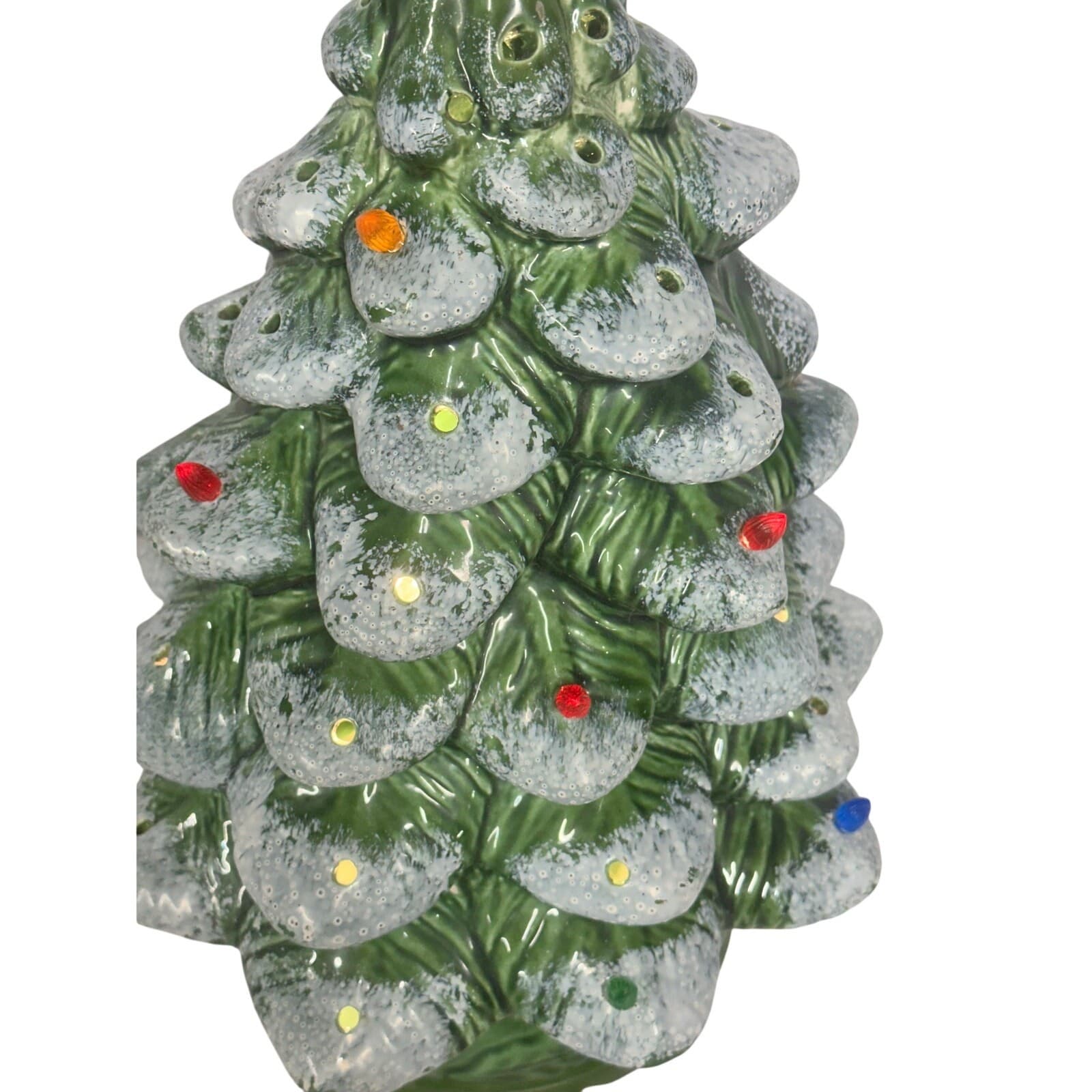 Ceramic 17.5" Lighted Christmas Tree on Stand CIL3 USA Vintage - Thumbnail 7