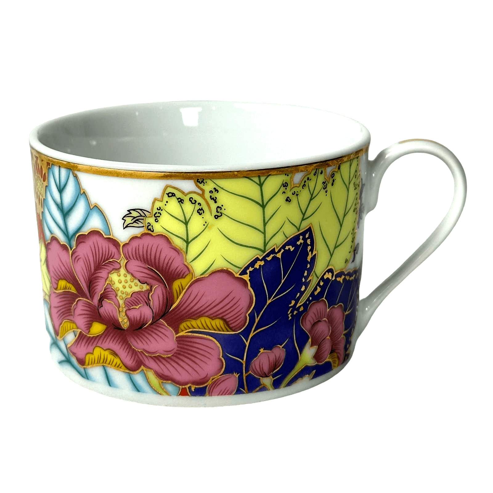Vintage Imperial Tobacco Leaf China Floral Gold Trim Flat Bottom Cup Retired - Thumbnail 4
