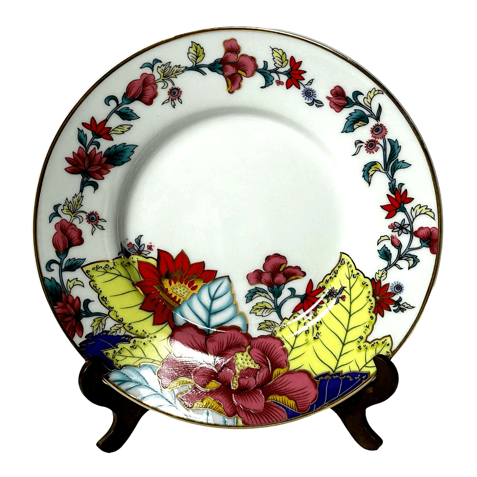 Vintage Imperial Tobacco Leaf China Floral Gold Trim Saucer Retired-6.25"