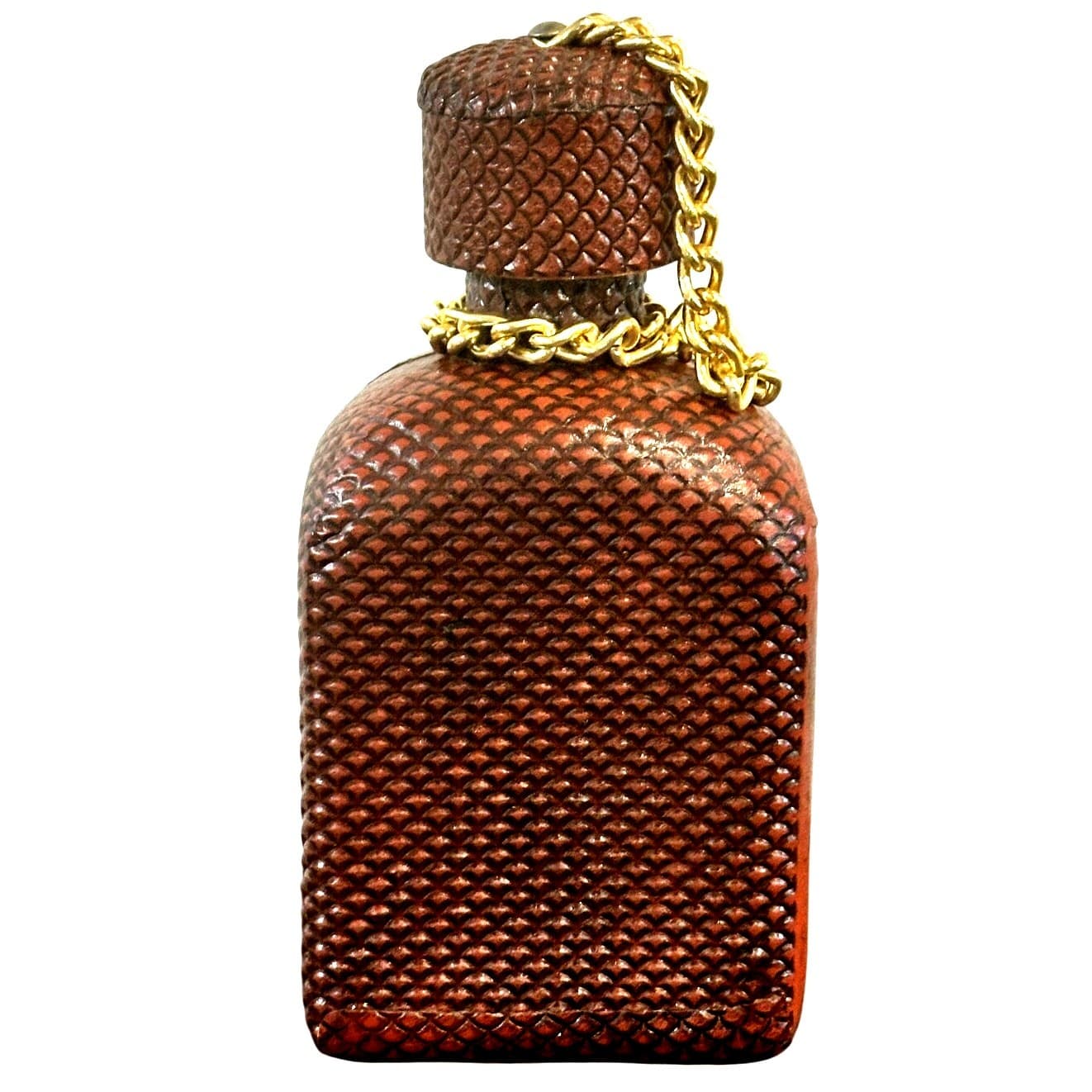 Tool Embossed Leather Wrapped Vintage Spirits Amber Bottle Decanter Cork Stopper - Thumbnail 3