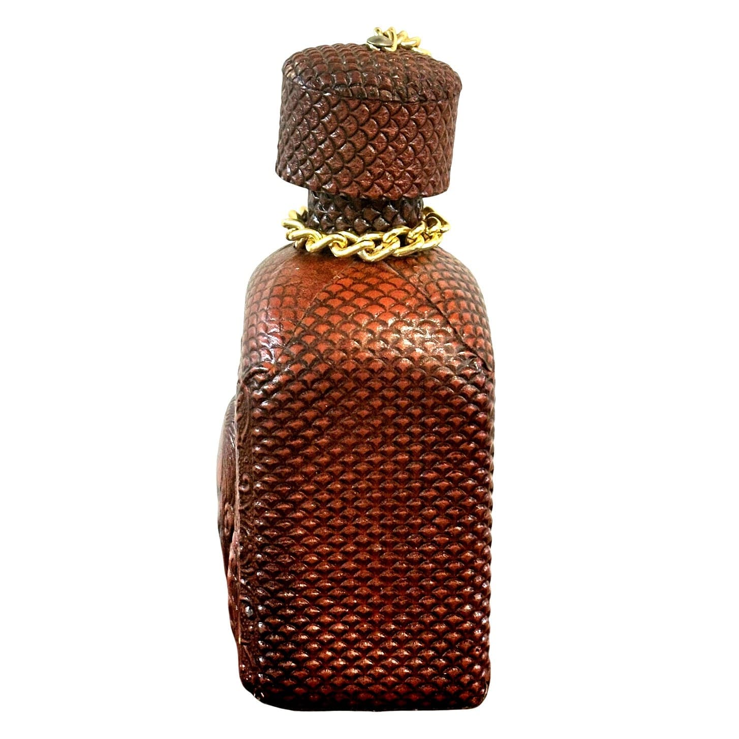 Tool Embossed Leather Wrapped Vintage Spirits Amber Bottle Decanter Cork Stopper - Thumbnail 2