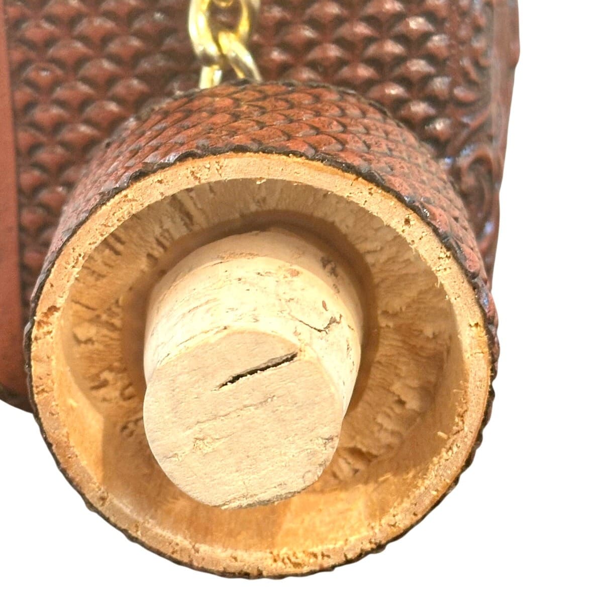Tool Embossed Leather Wrapped Vintage Spirits Amber Bottle Decanter Cork Stopper - Thumbnail 5