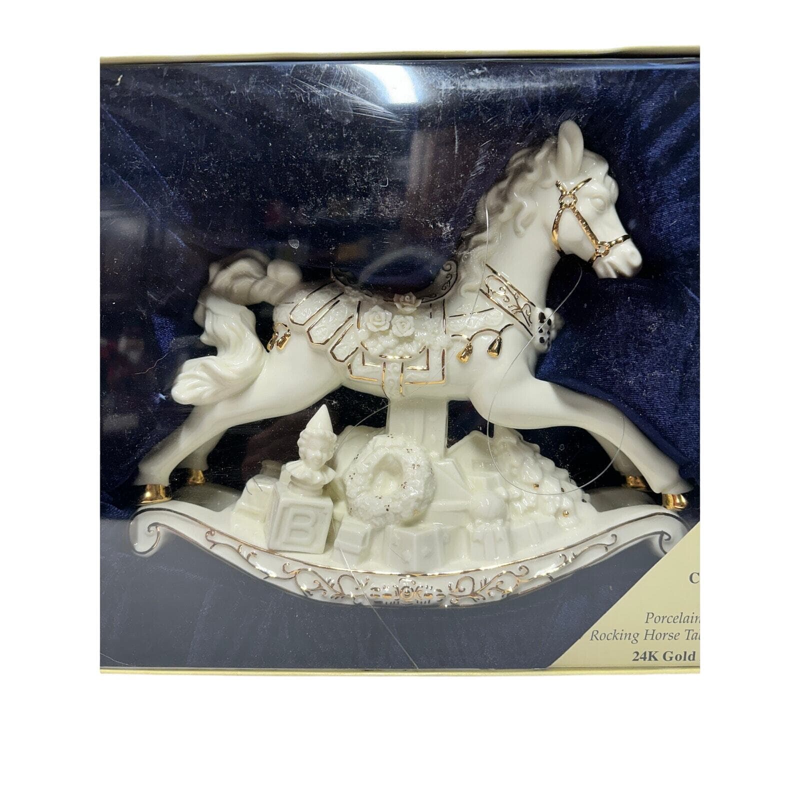 Classic Noel Porcelain Musical Rocking Horse with 24k Accents-New in Box! - Thumbnail 2