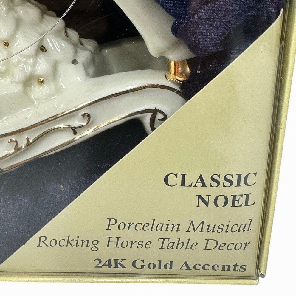 Classic Noel Porcelain Musical Rocking Horse with 24k Accents-New in Box! - Thumbnail 3