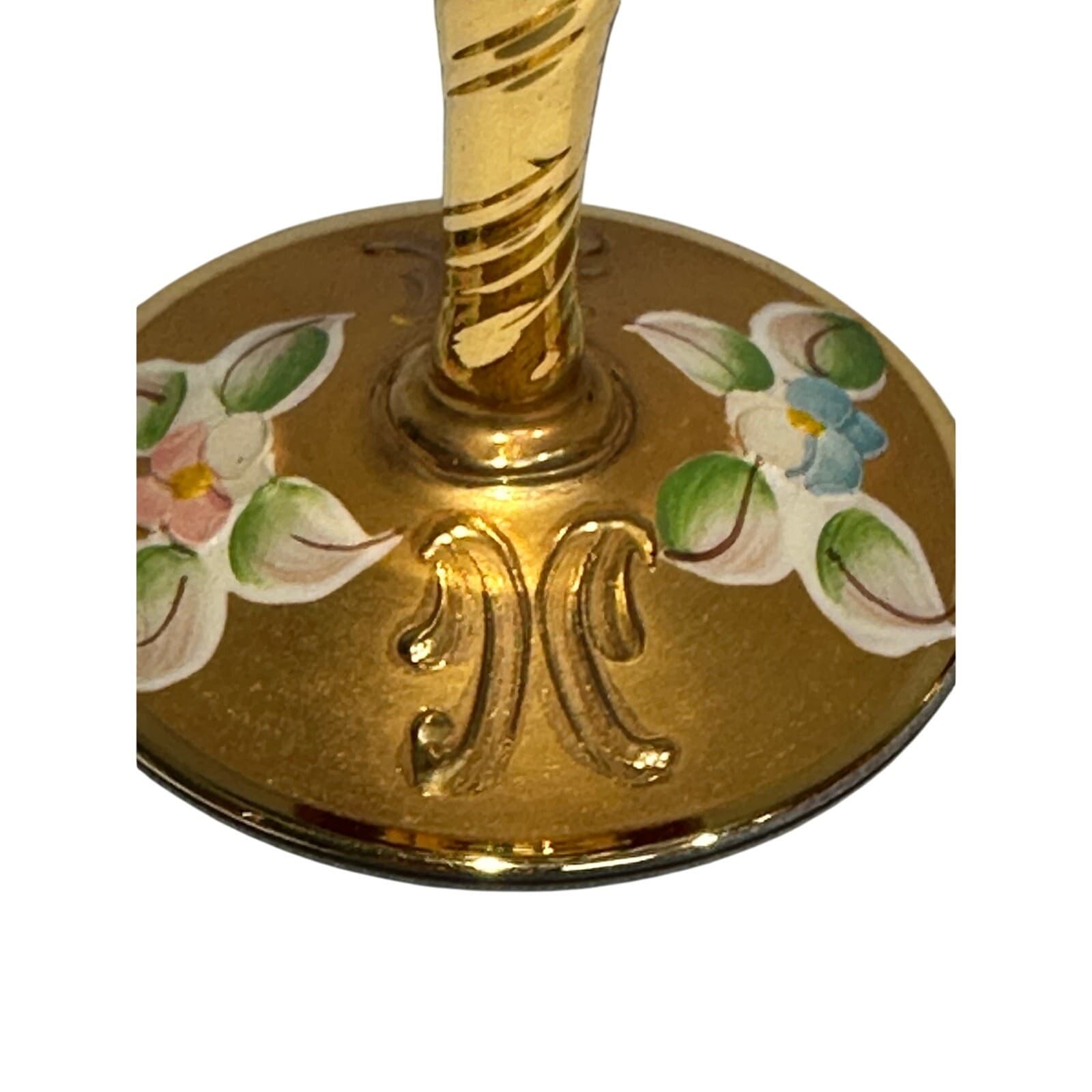 Tre Fuochi Murano Ruby Red Hand Painted Enamel 24KT Gold Overlay Stemware Set-7 - Thumbnail 10