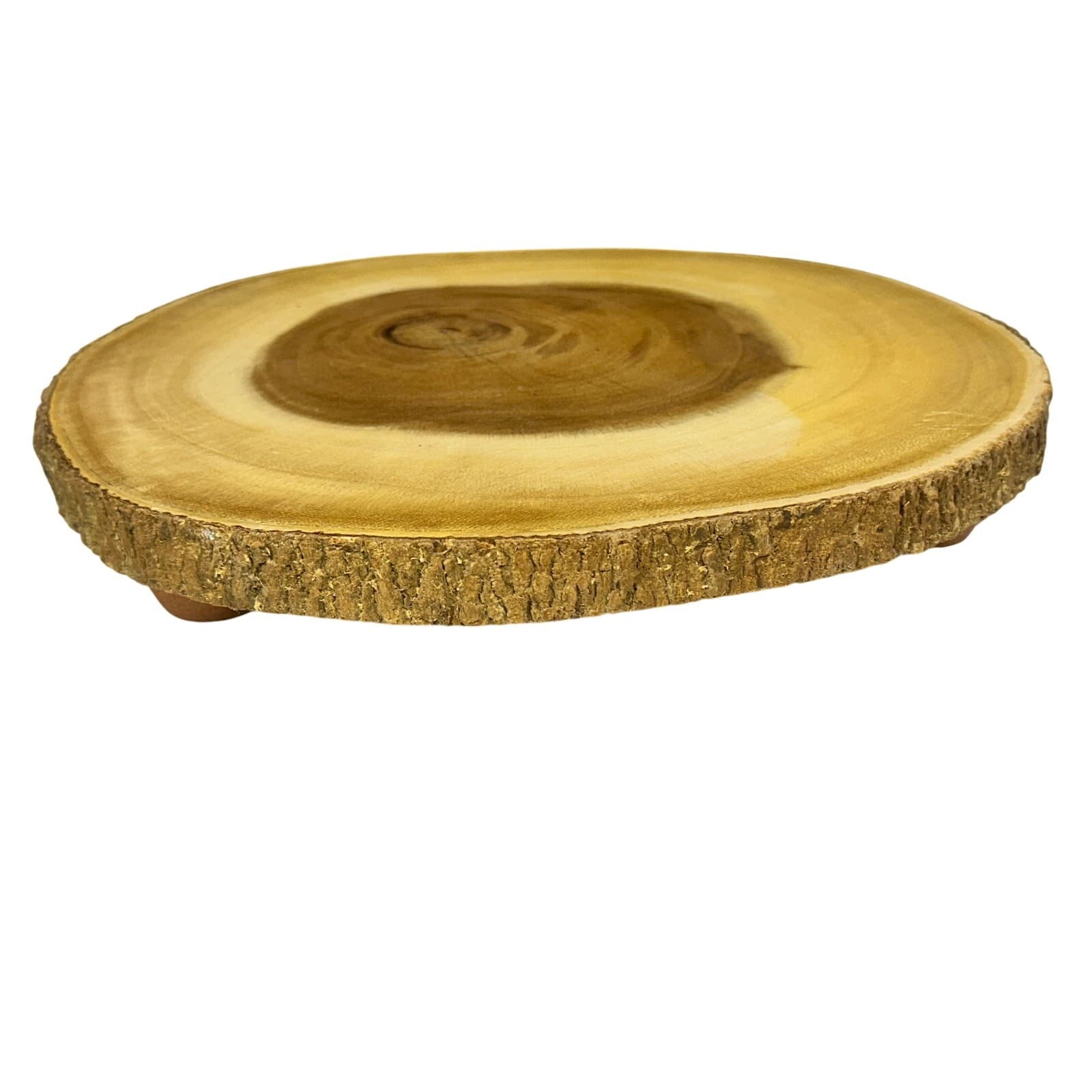 Lipper Unique Rustic Acacia Footed Cutting Serving Board Bark Edge Accent - Thumbnail 4