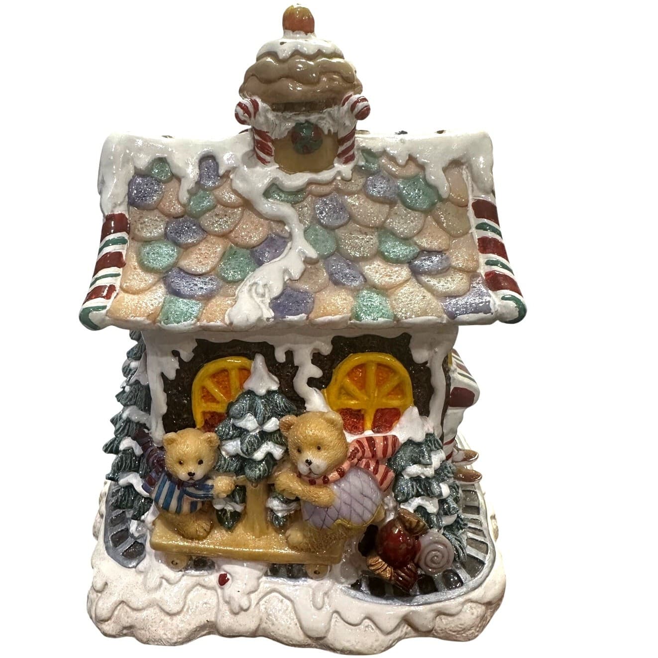 Fitz and Floyd Retired 2002 Candy Lane Santa's Railroad Station Holiday Musical - Thumbnail 3