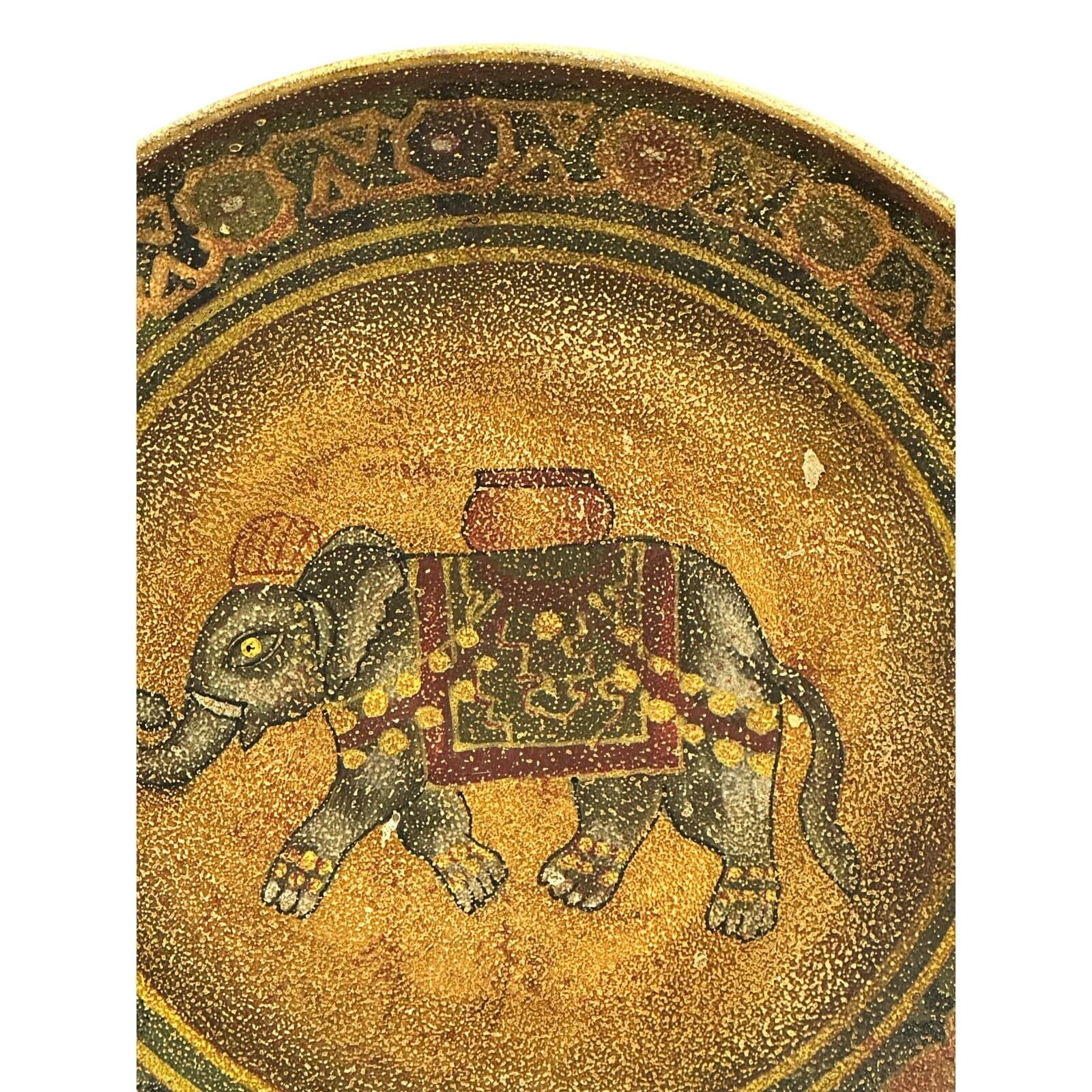Oriental Accent Decorative 10.25" Ceramic Art Lucky Elephant Design Plate - Thumbnail 4