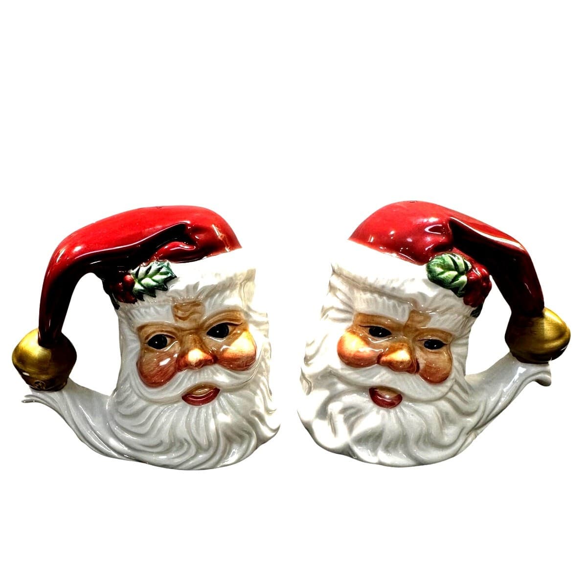 Fitz and Floyd Vintage Holiday Santa Claus Face Salt and Pepper Shaker Set - Thumbnail 6