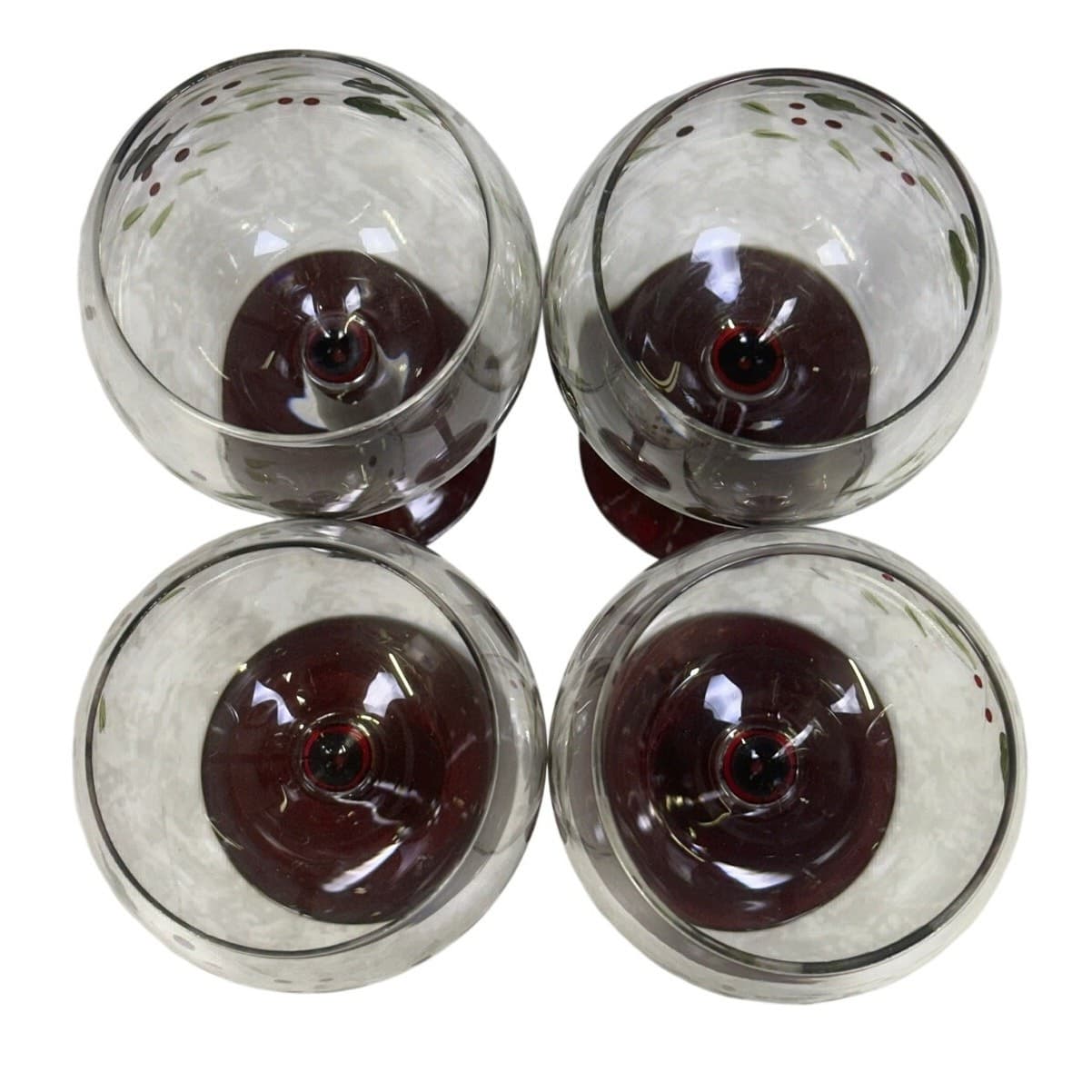 Pfaltzgraff Winterberry Goblets Hand painted Red Stem Berries Set of 4 Vintage - Thumbnail 6