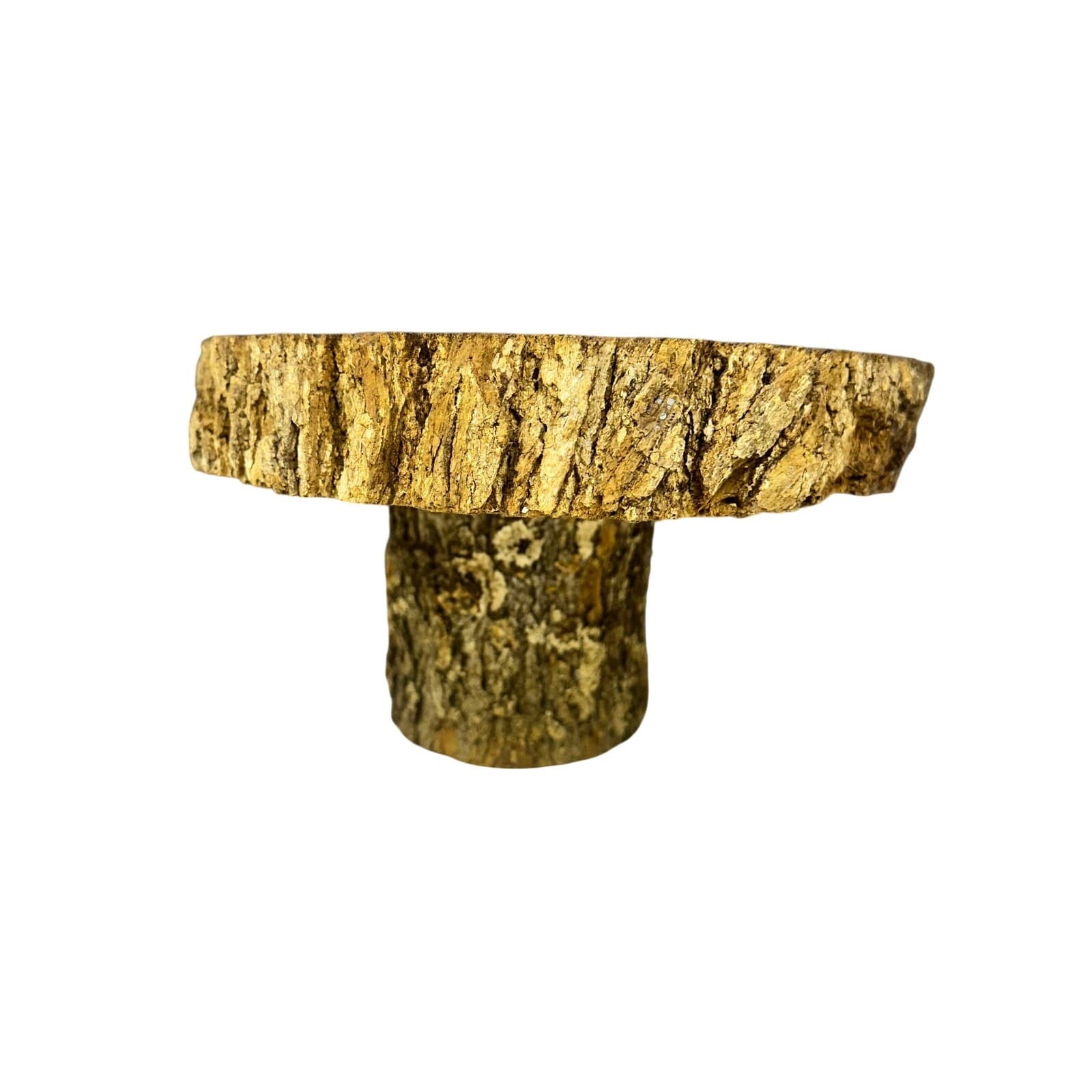 Unique Log Slab Pedestal Natural Wood 5.5" Cake Stand w/Rustic Bark Edge Accent - Thumbnail 4