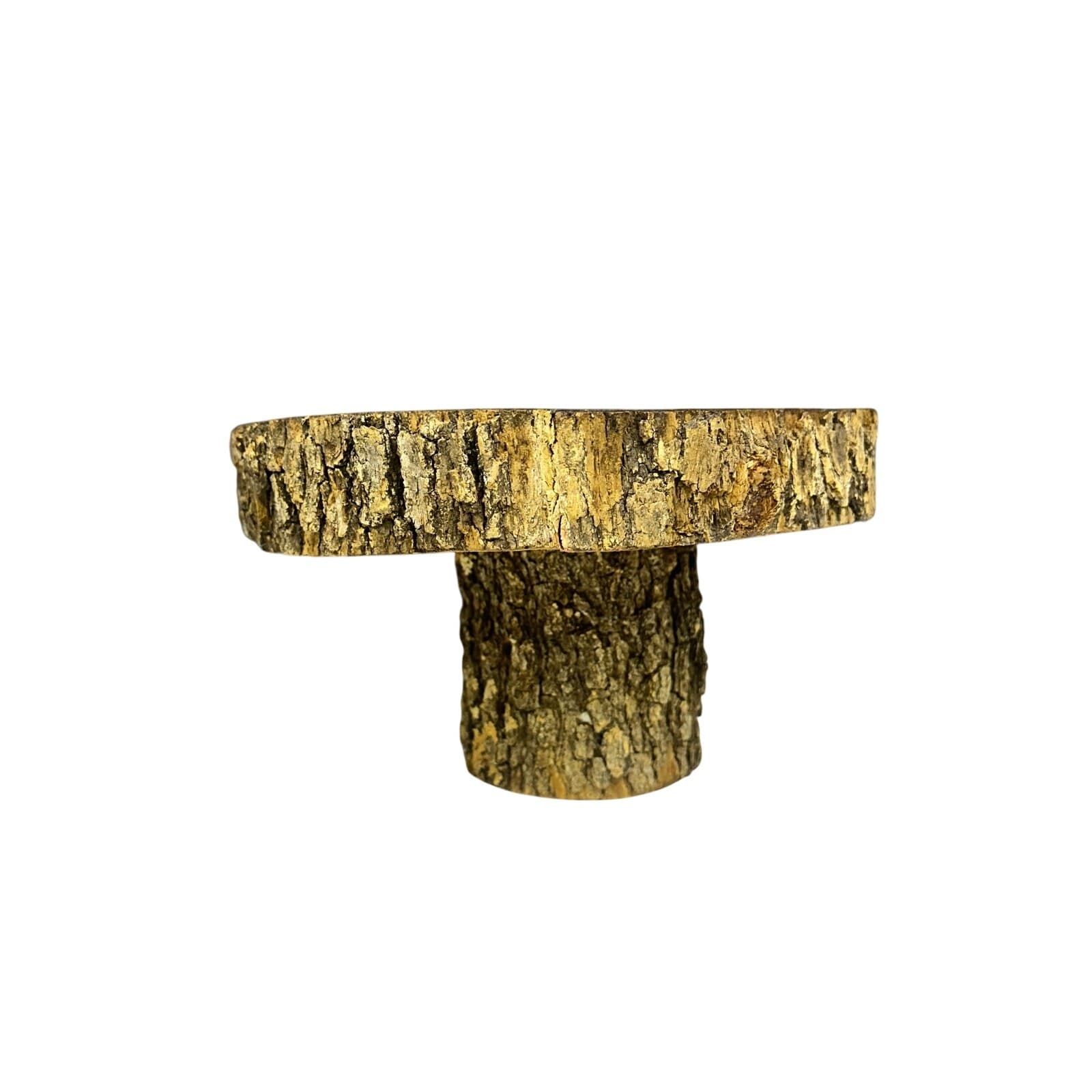 Unique Log Slab Pedestal Natural Wood 5.5" Cake Stand w/Rustic Bark Edge Accent - Thumbnail 6