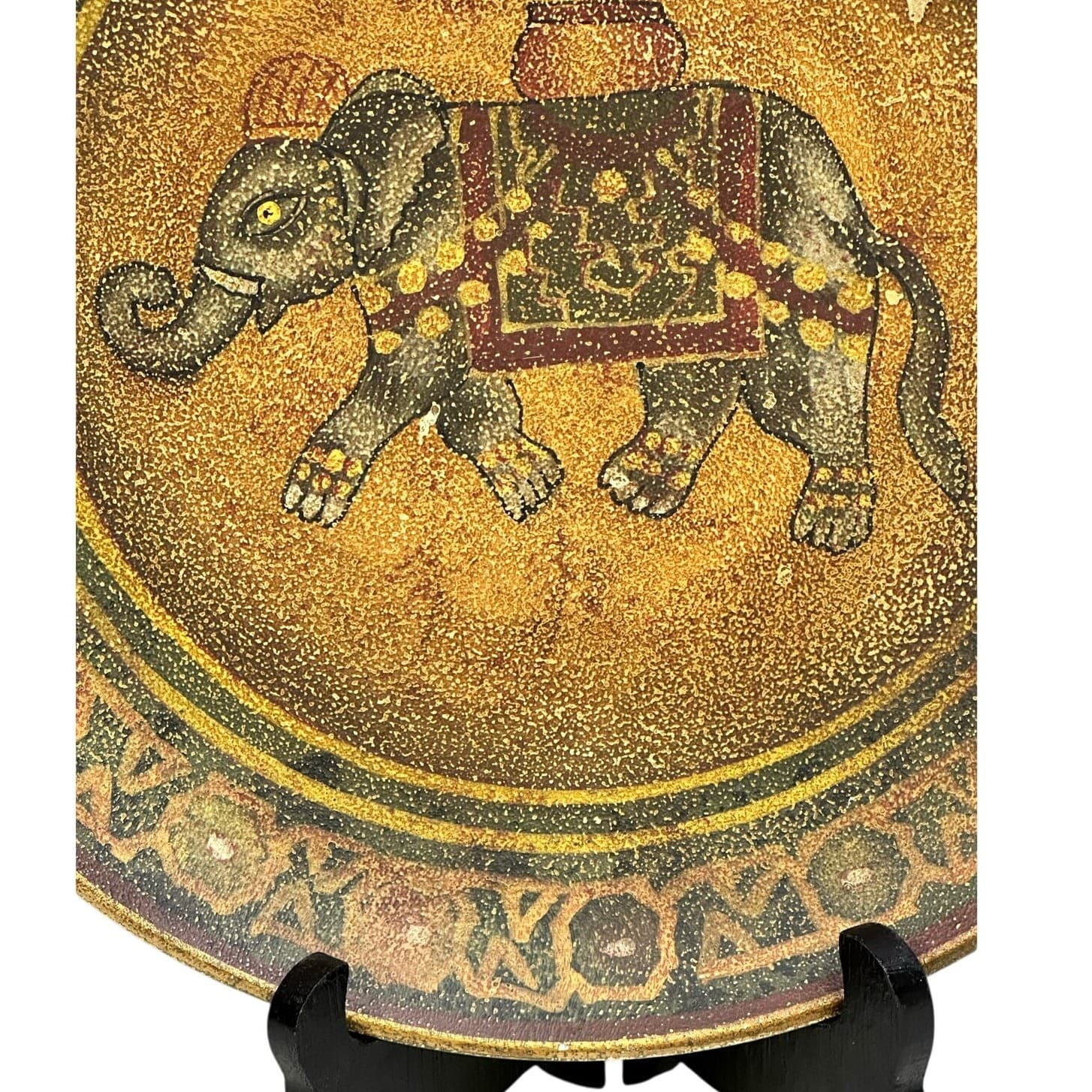 Oriental Accent Decorative 10.25" Ceramic Art Lucky Elephant Design Plate - Thumbnail 6