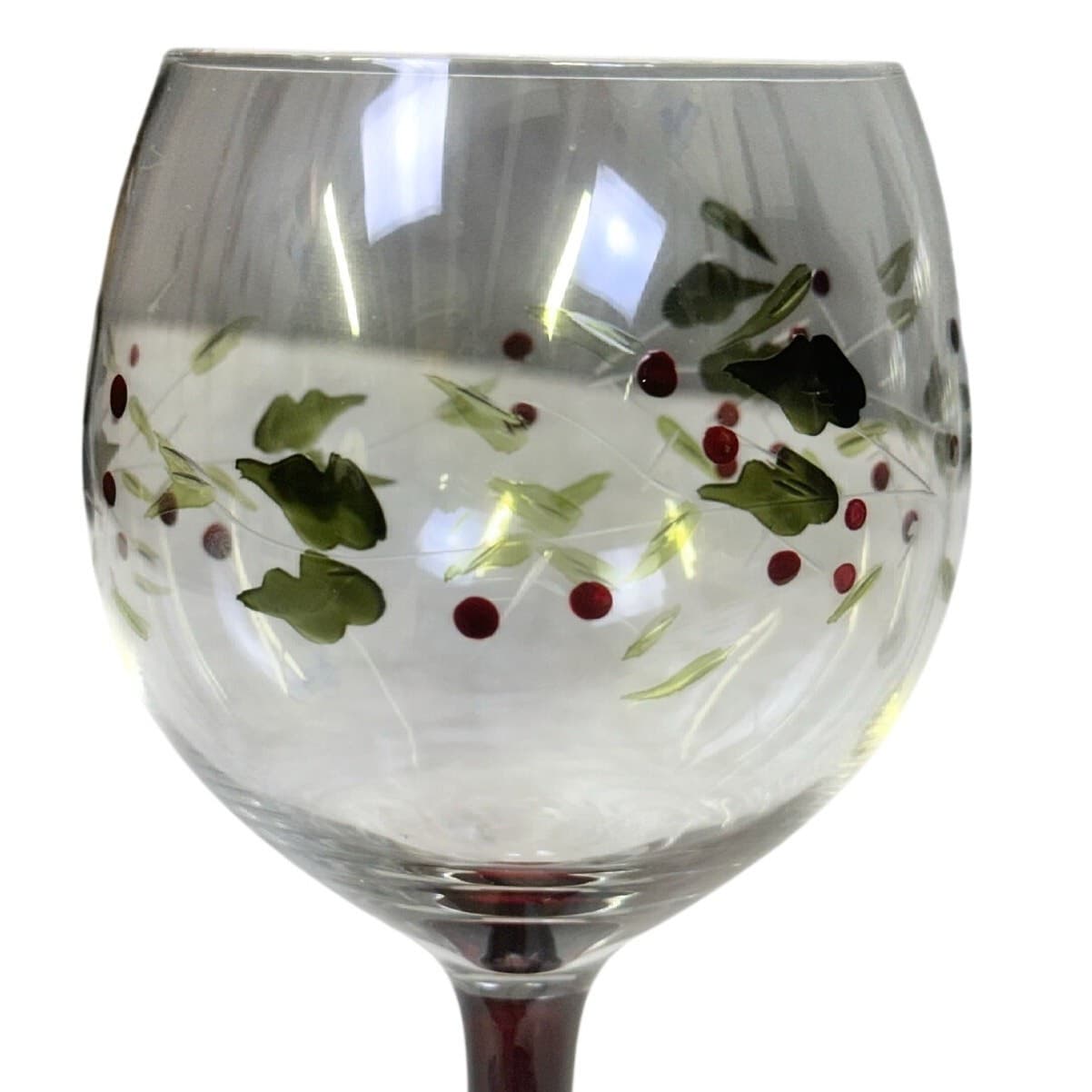 Pfaltzgraff Winterberry Goblets Hand painted Red Stem Berries Set of 4 Vintage - Thumbnail 3