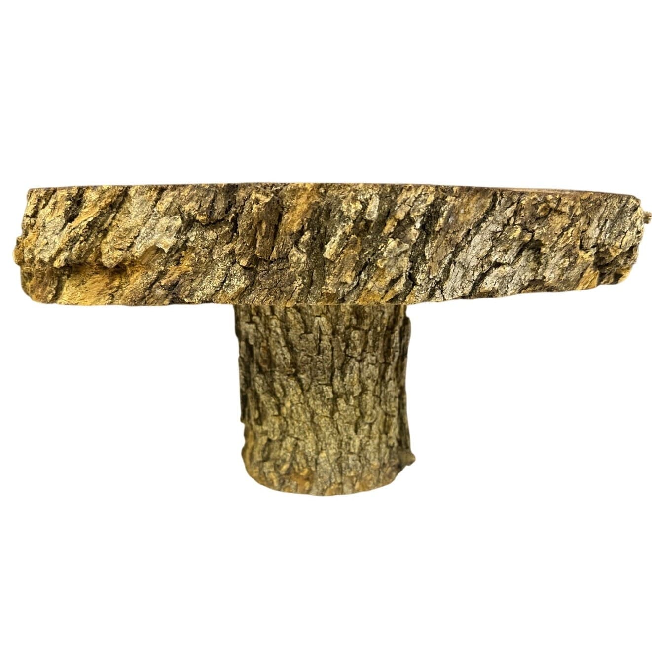 Unique Log Slab Pedestal Natural Wood 6.25" Cake Stand w/Rustic Bark Edge Accent - Thumbnail 2