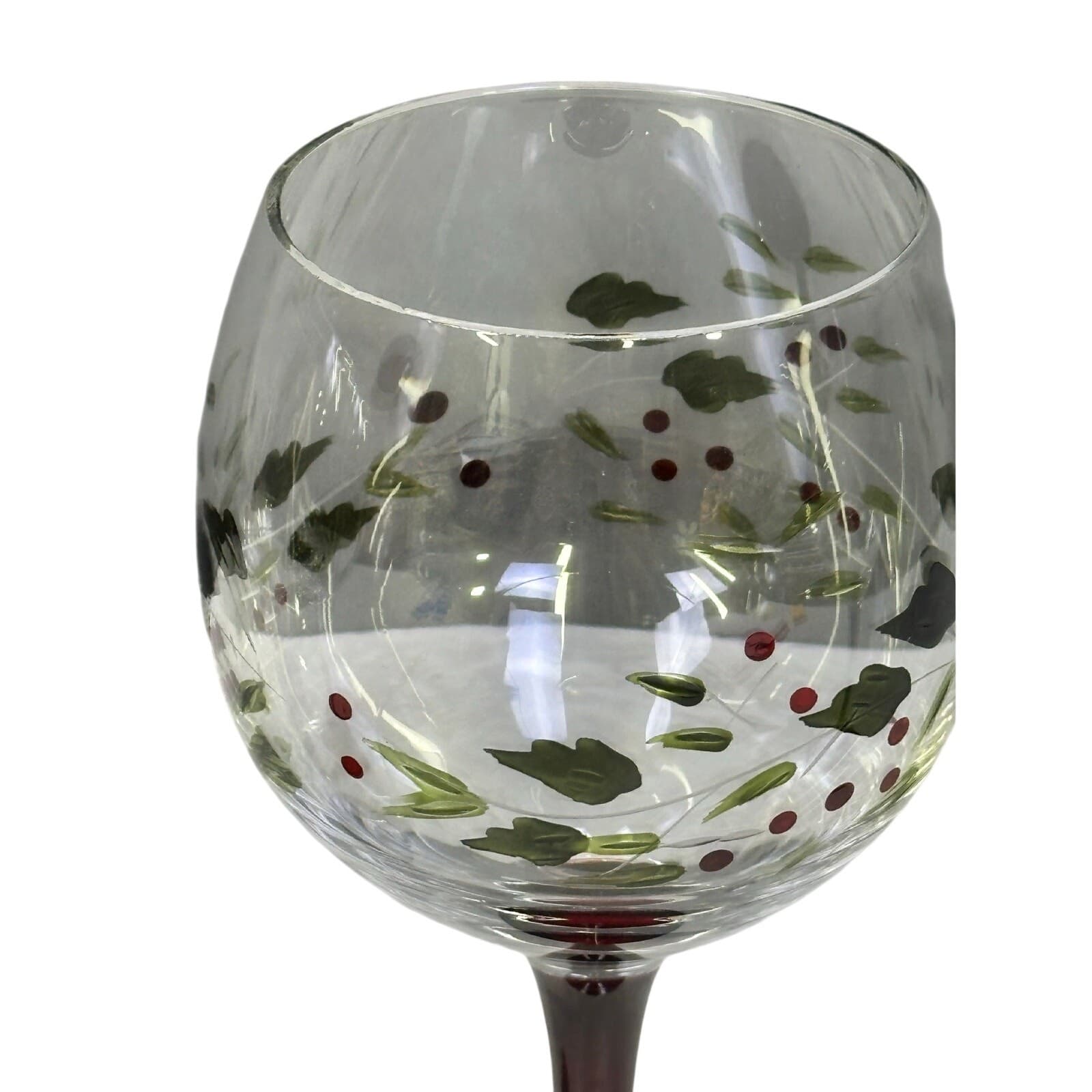 Pfaltzgraff Winterberry Goblets Hand painted Red Stem Berries Set of 4 Vintage - Thumbnail 4