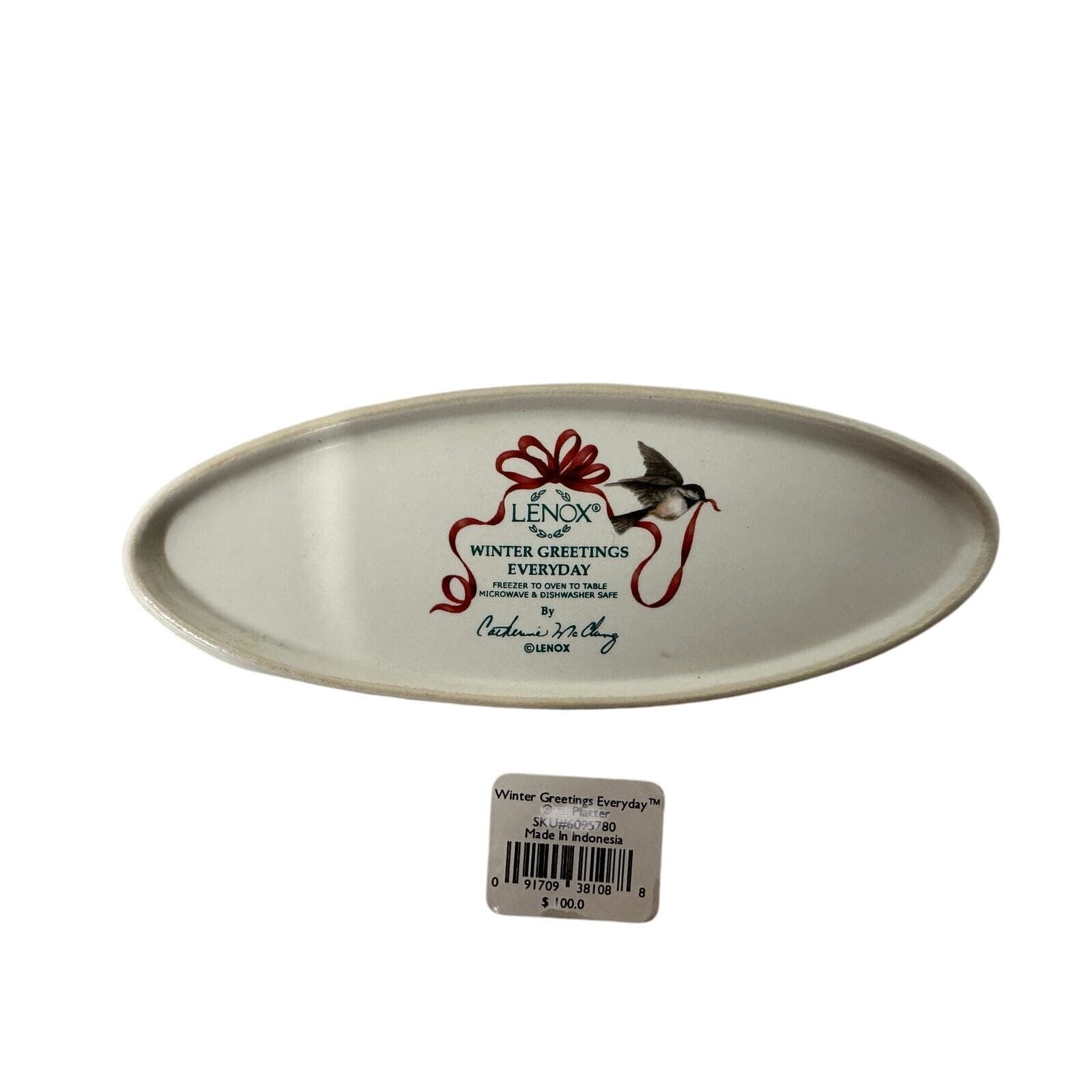 Lenox for the Holidays Winter Greetings Everyday Cardinal 16.5"Oval Platter-NEW! - Thumbnail 5