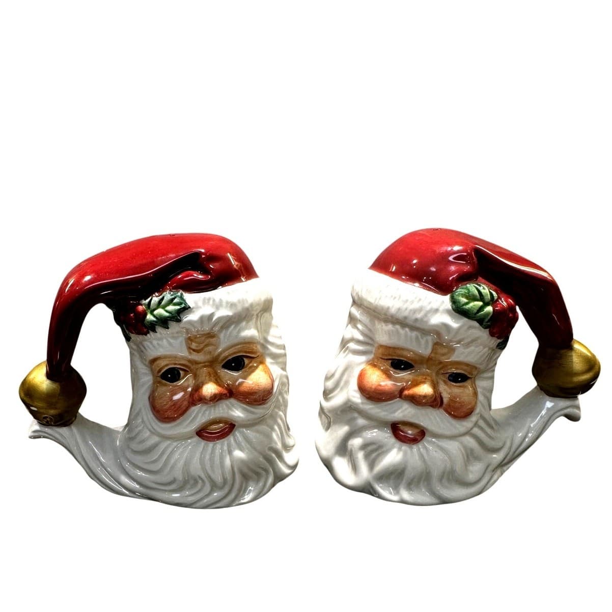 Fitz and Floyd Vintage Holiday Santa Claus Face Salt and Pepper Shaker Set - Thumbnail 3
