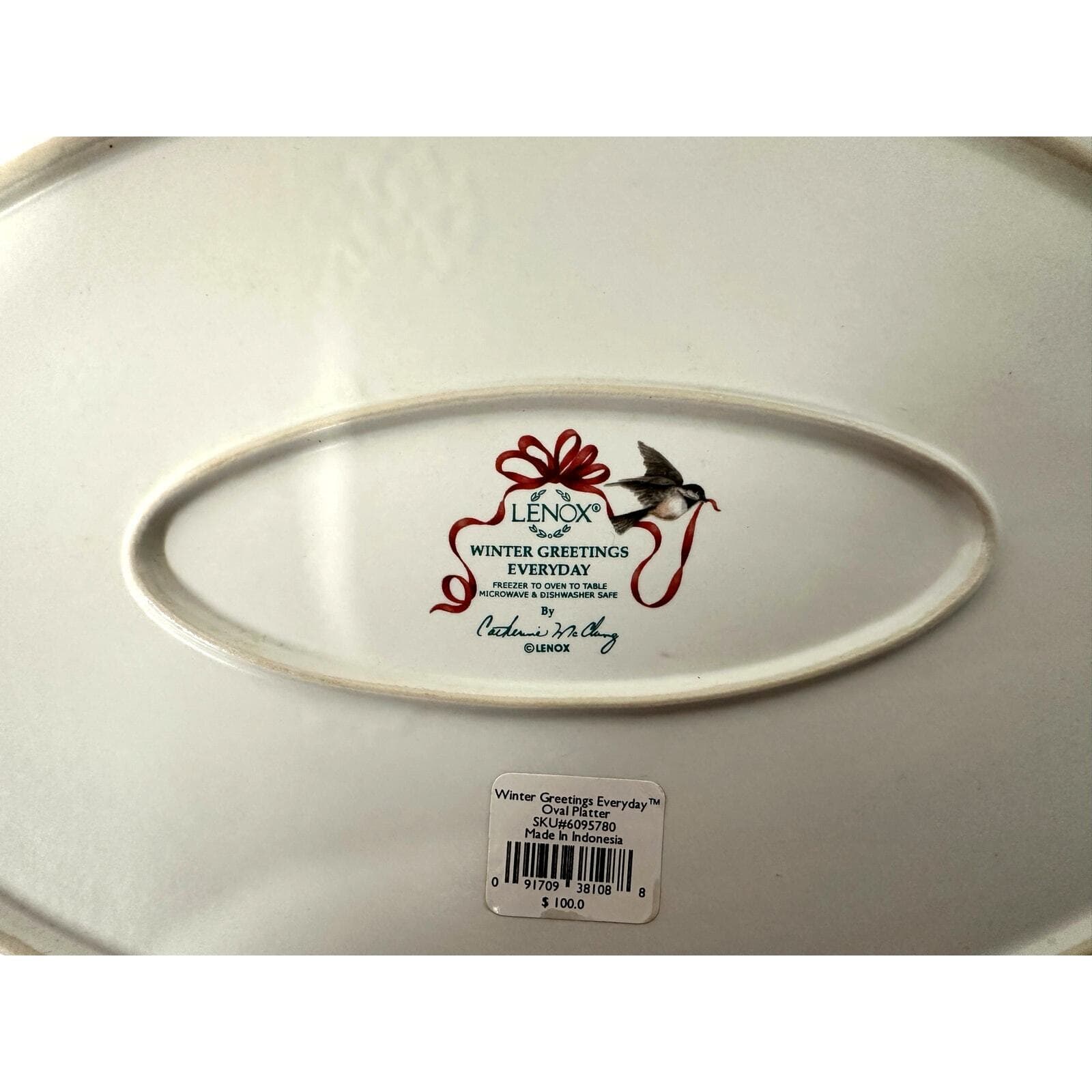 Lenox for the Holidays Winter Greetings Everyday Cardinal 16.5"Oval Platter-NEW! - Thumbnail 7