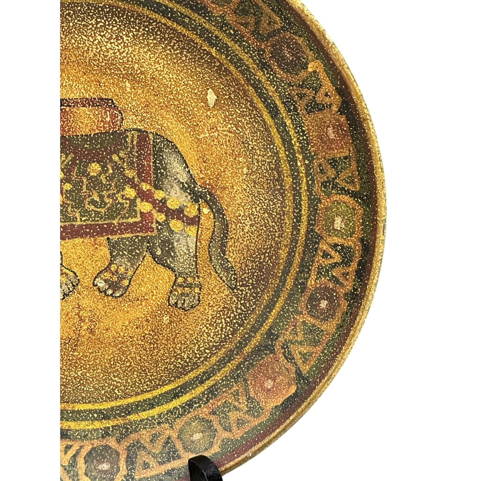 Oriental Accent Decorative 10.25" Ceramic Art Lucky Elephant Design Plate - Thumbnail 5