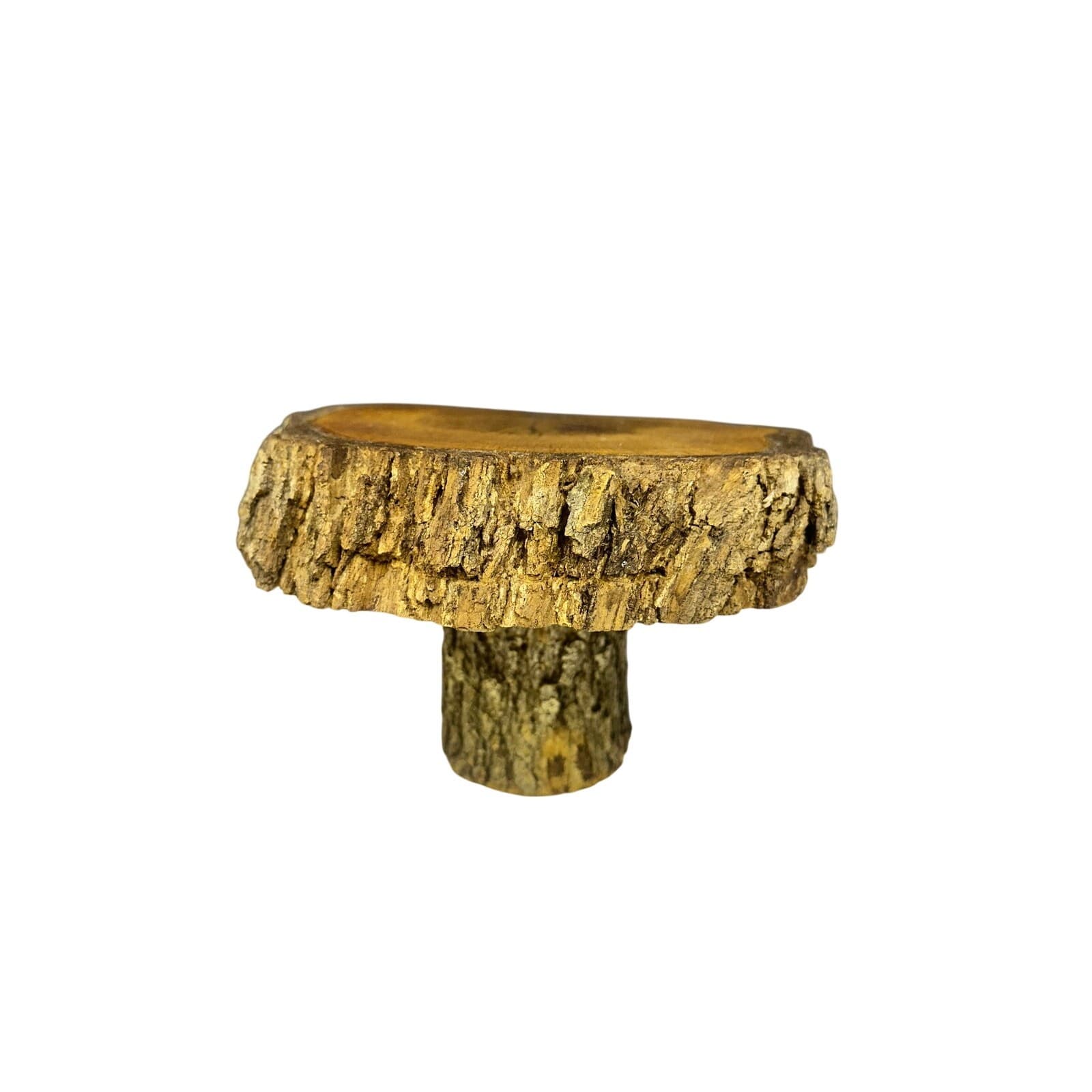 Unique Log Slab Pedestal Natural Wood 6.25" Cake Stand w/Rustic Bark Edge Accent - Thumbnail 5