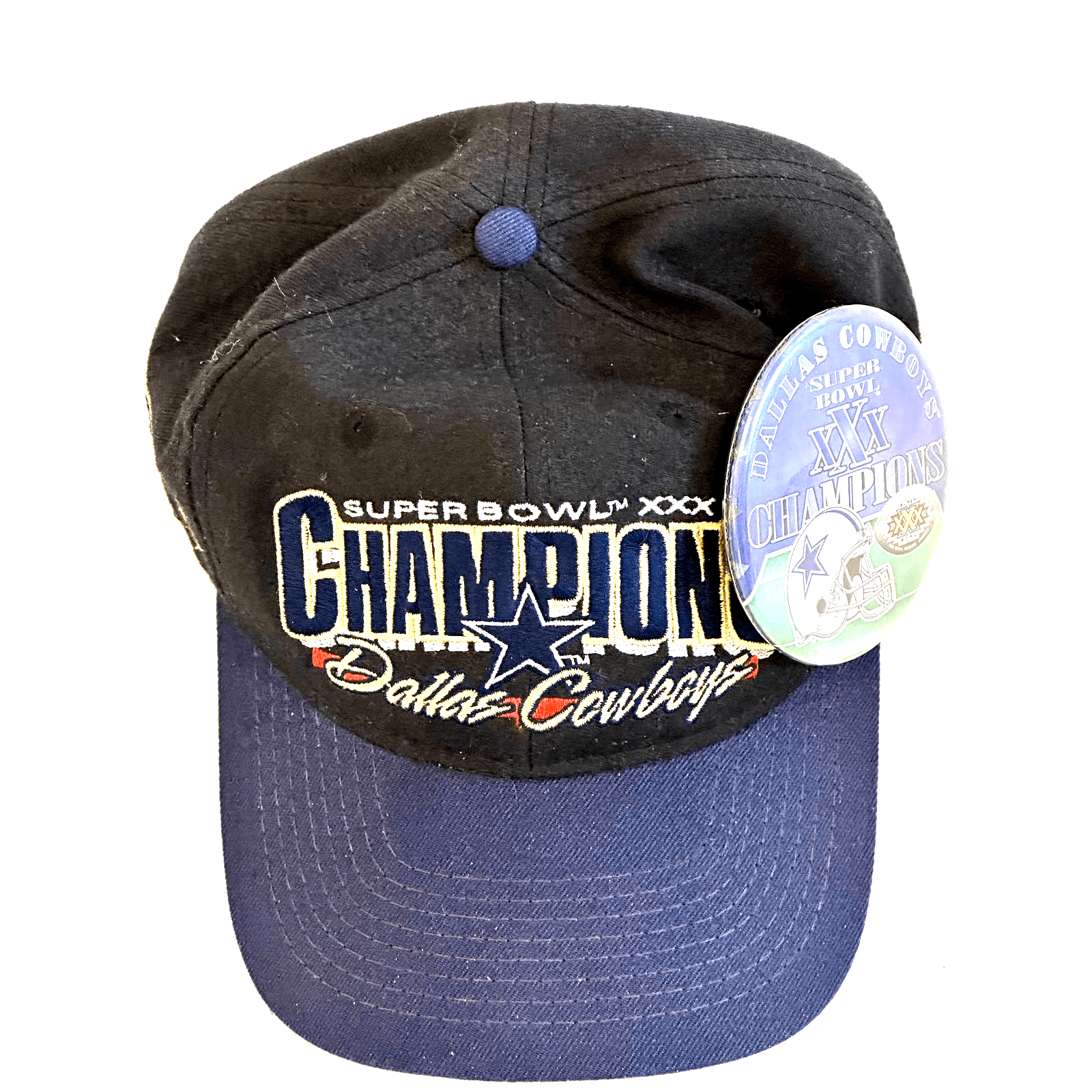 Dallas Cowboys Super Bowl XXX Champions #413/15000 Cap 3-1/2” Super Bowl Button - Thumbnail 7