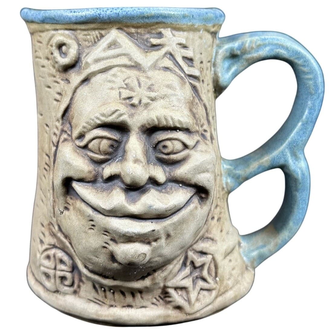 Jim Rumph Pottery Ugly Face Tankard Troll Inside Coffee Mug 1970s Vintage
