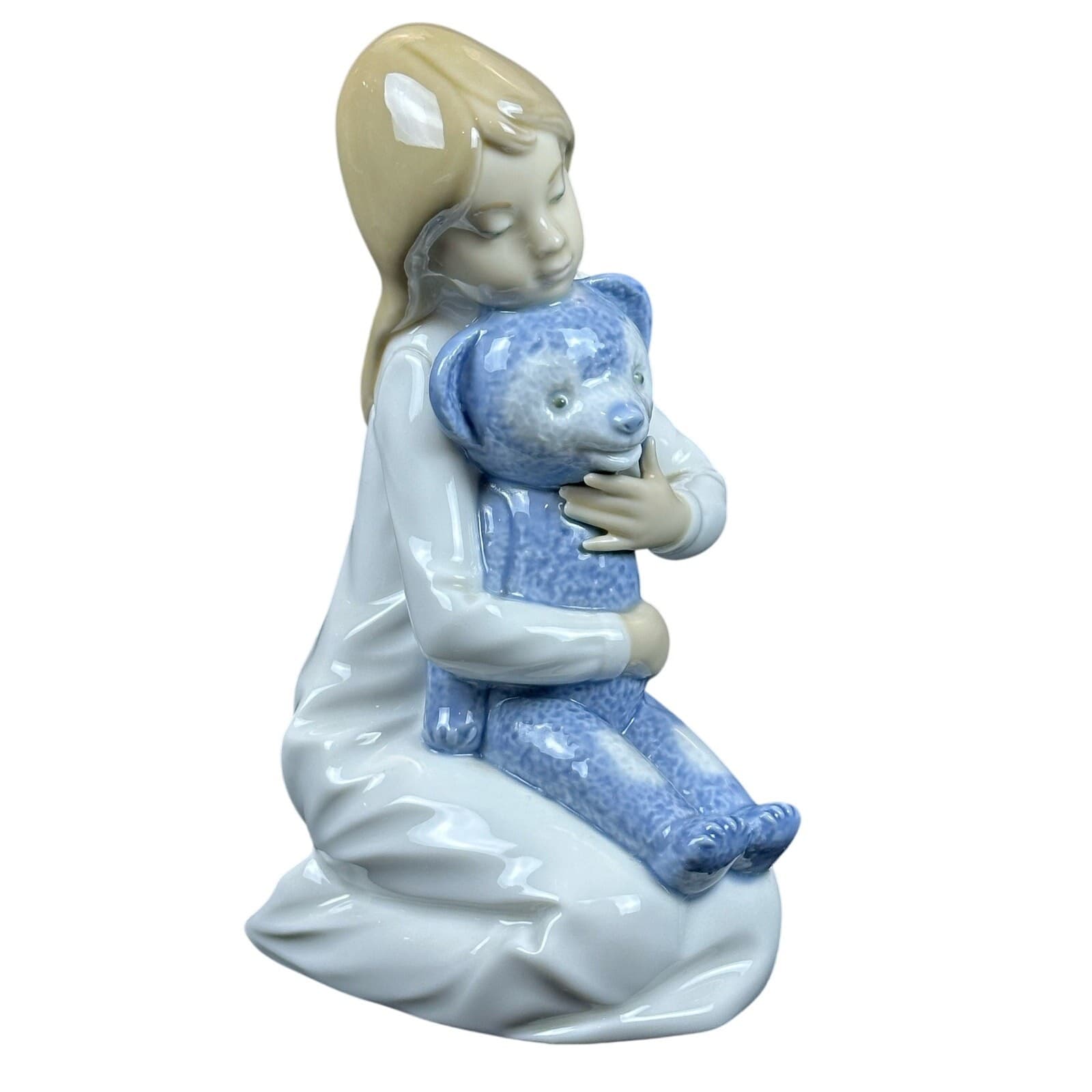 Lladro NAO Retired Figurine #0145 Girl with Teddy Bear Vintage