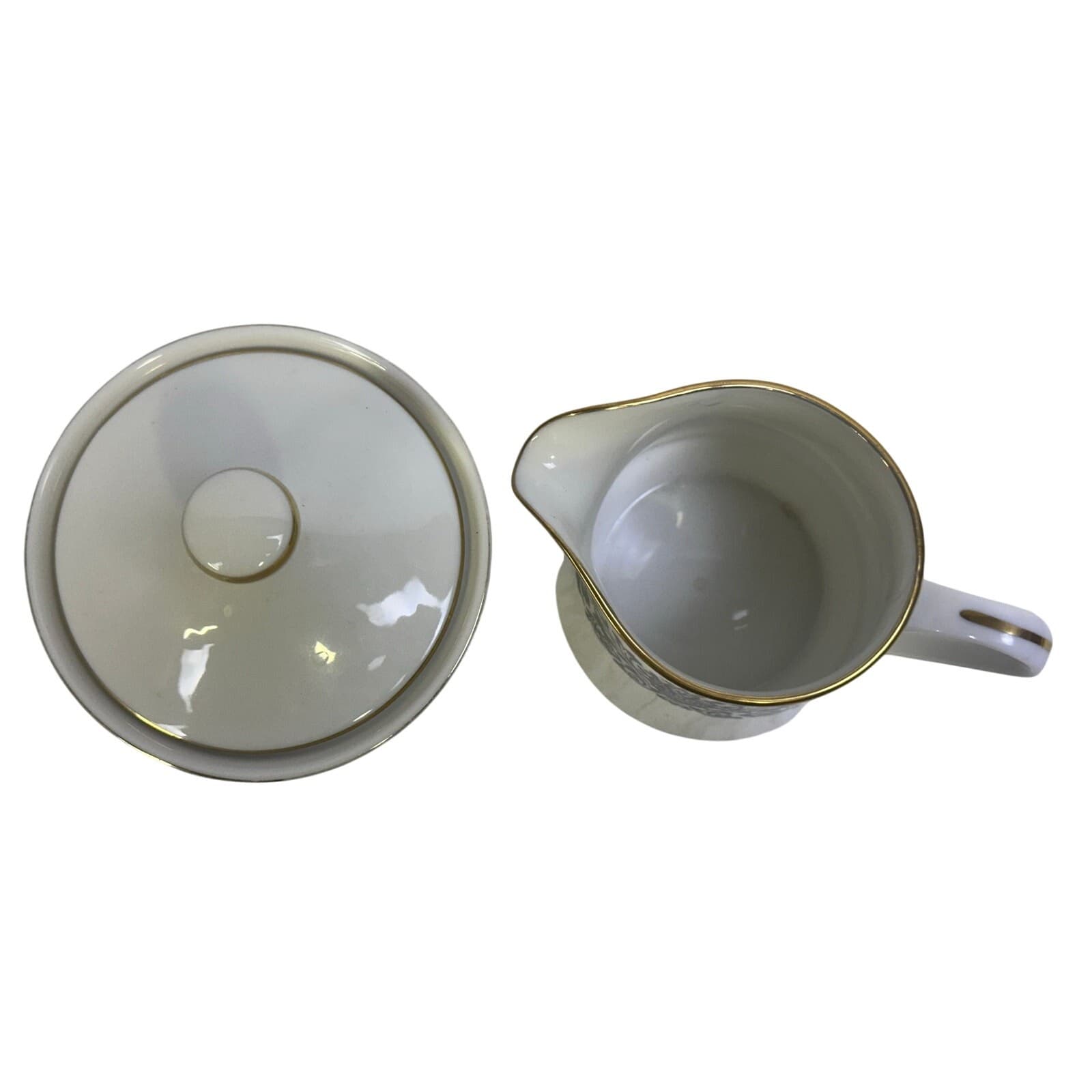 Four Crown China 'Monte Carlo' 383 Black/White/Gold Cream Pitcher and Sugar Bowl - Thumbnail 2