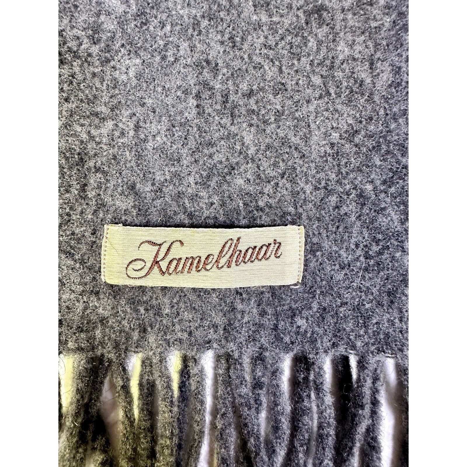 Kamelhaar Vintage Soft Cozy Unisex Camel Hair Grey Scarf Fringe - Thumbnail 2