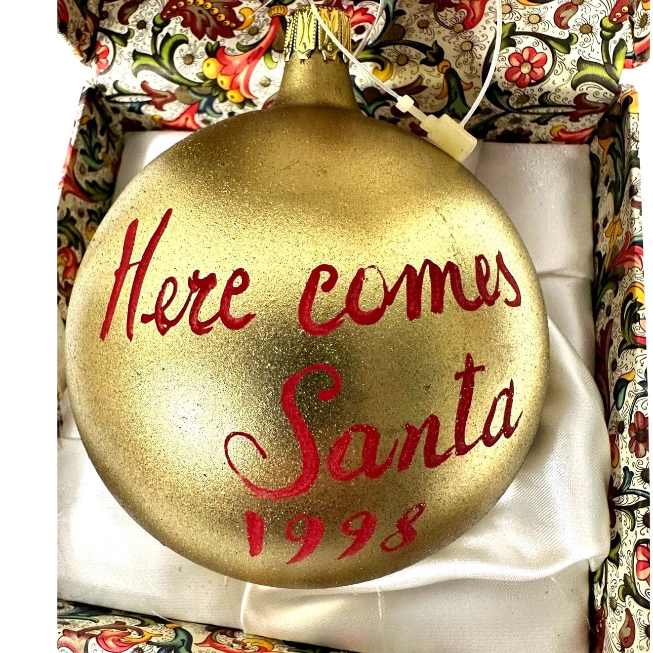 Dillard's 1998 "Sleigh Santa" Hand Painted Signed Christmas Ornament-NEW! - Thumbnail 3