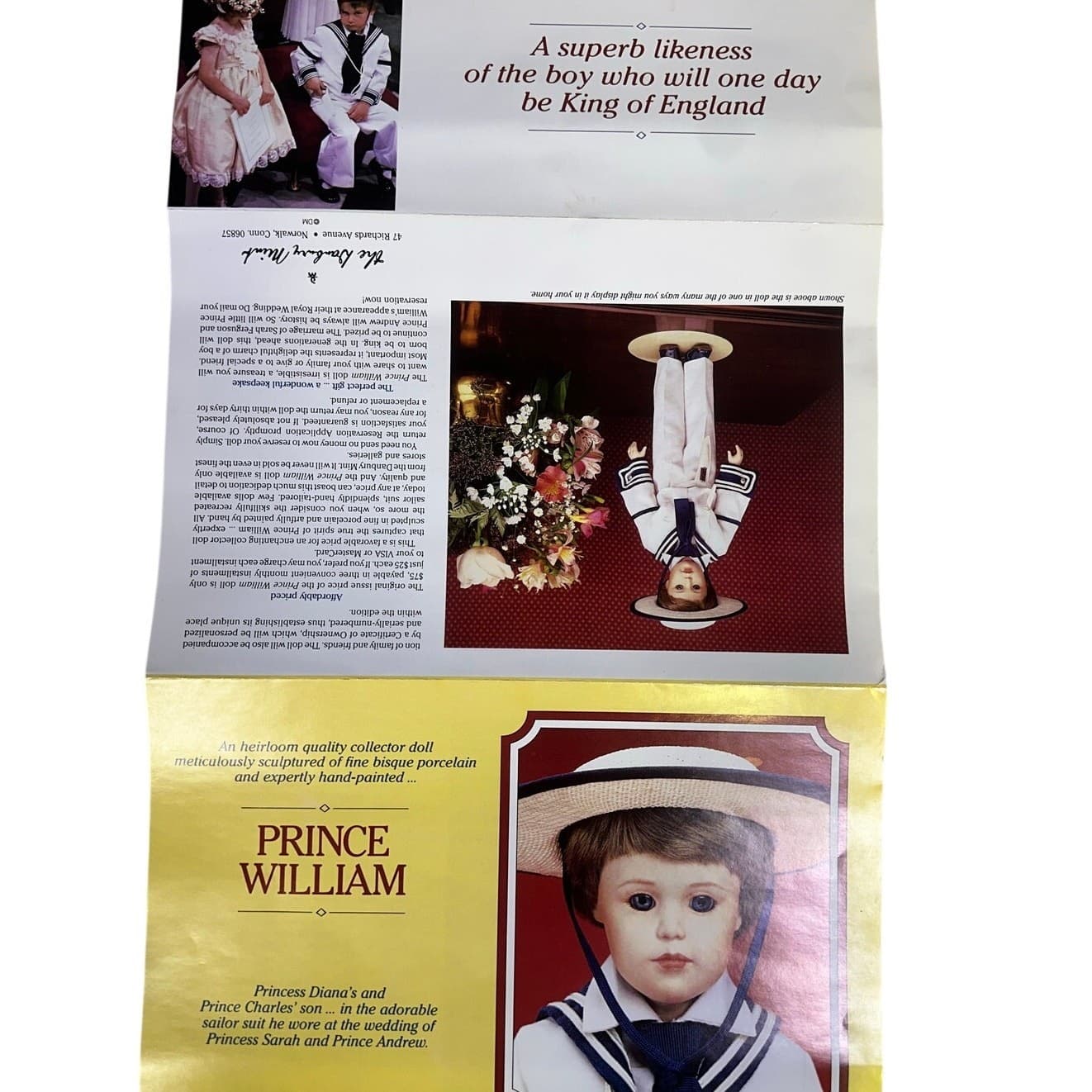 The Danbury Mint Vintage 1980's Young Prince William Royal Wedding 12" Doll - Thumbnail 13