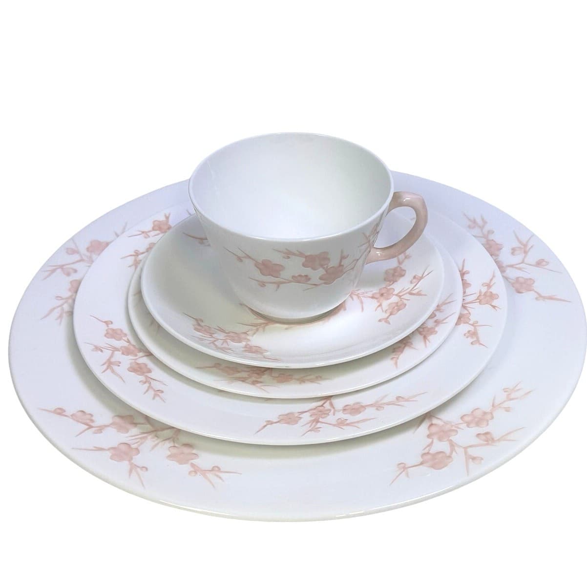 Spode Retired 1962-1964 'Geisha' Light Pink 5-Piece Place Setting-Rare-Excellent