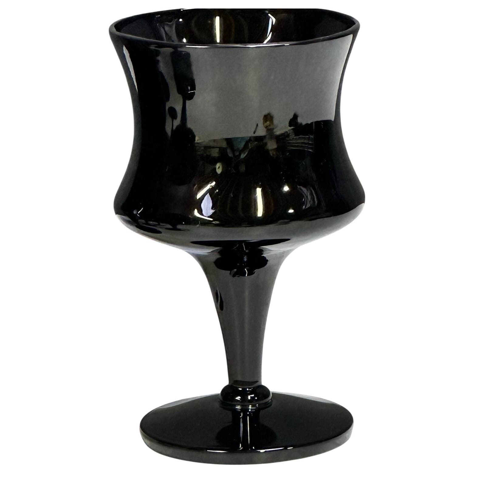 Seneca Retired 1971-1983 'Fashionables Black' 5-3/8” MCM Wine Glasses-Set of 5 - Thumbnail 2